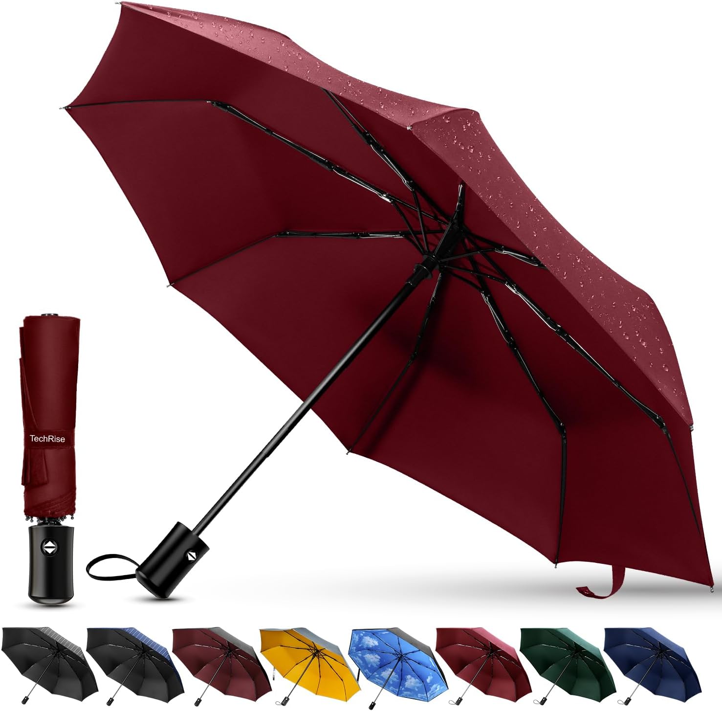 Thumbnail 6 de TechRise compact strong windproof automatic umbrella (folding, 104cm coverage)