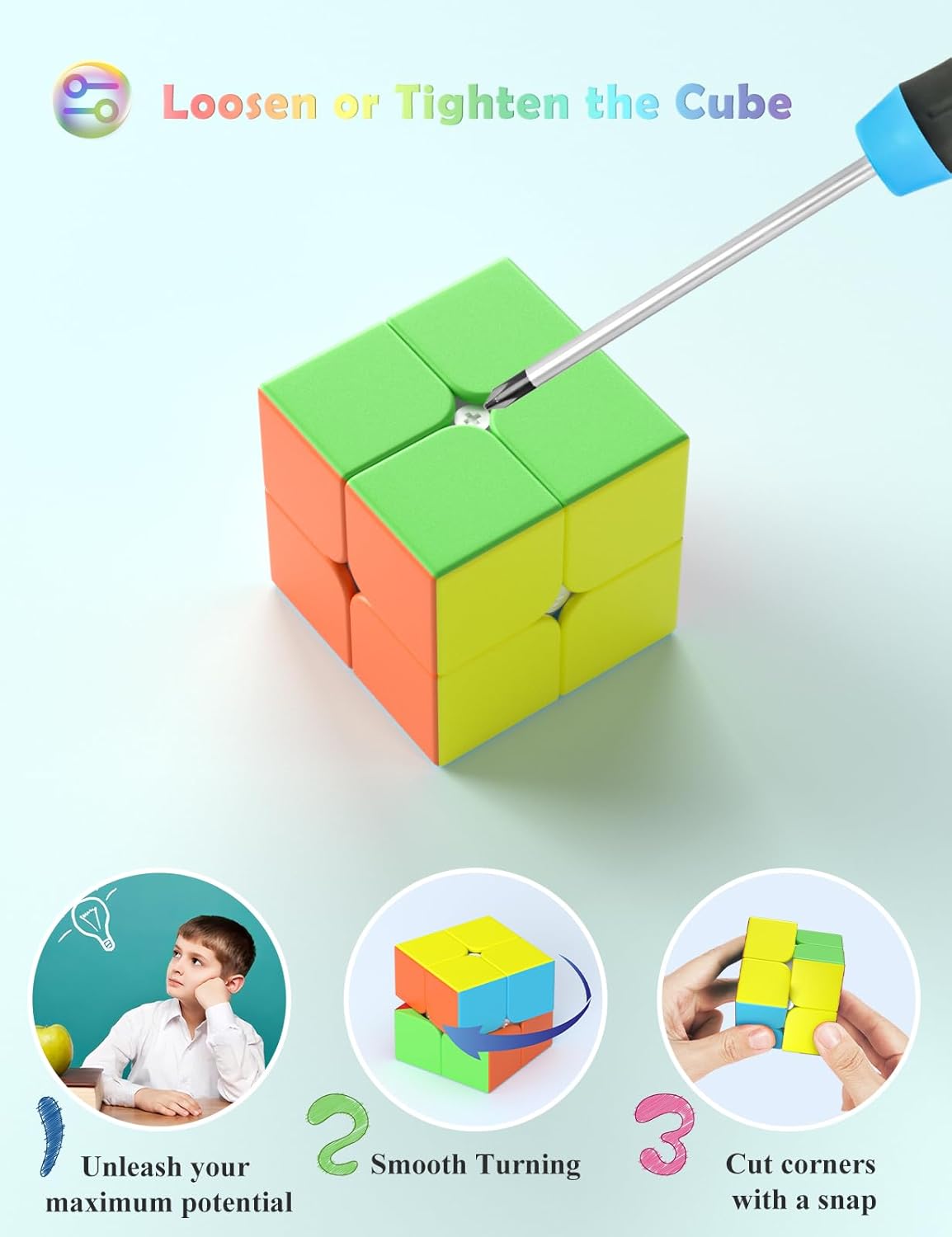 Thumbnail 3 de ROXENDA Speed Zauberwürfel 2x2x2 Stickerless – Professional Drehwürfel für schnelleres Lernen