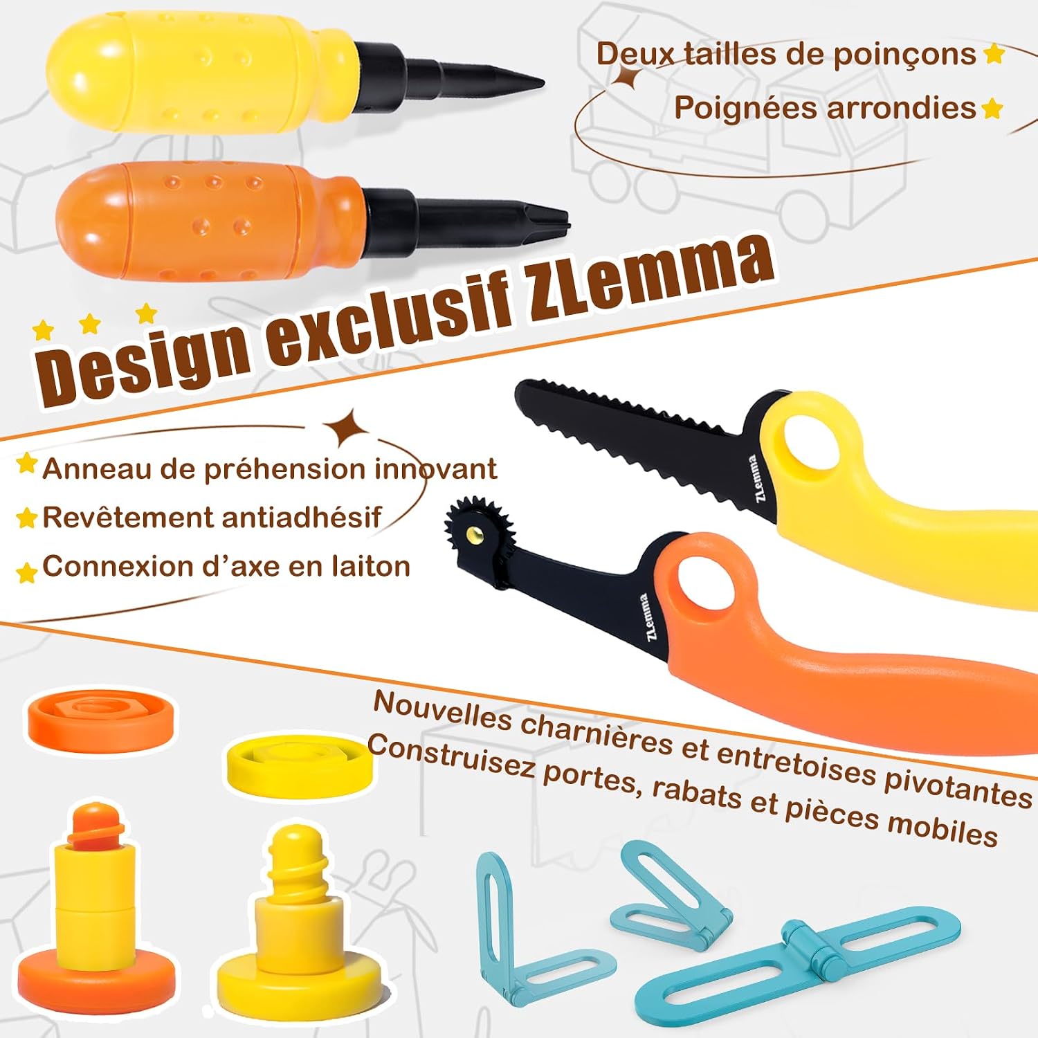 Detalle de ZLemma Kit Outils Créatifs en Carton 401 Pièces – Coffret éducation et bricolage créatif pour enfants
