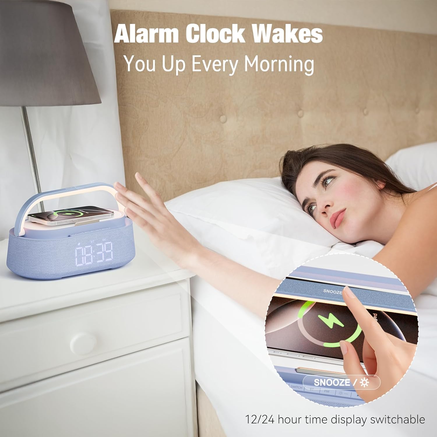 Thumbnail 1 de COLSUR Sveglia digitale con ricarica wireless 15W, speaker Bluetooth portatile e luce notturna a LED regolabile