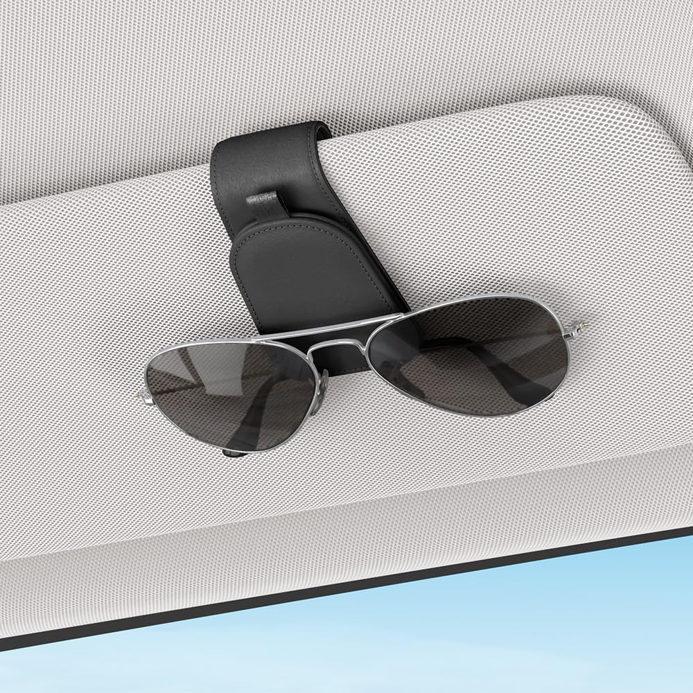 Thumbnail 1 de Sotfamily Sunglass Holder for Car Visor (Black) – 2 Pack with Suede Cloth, Magnetic Organizer