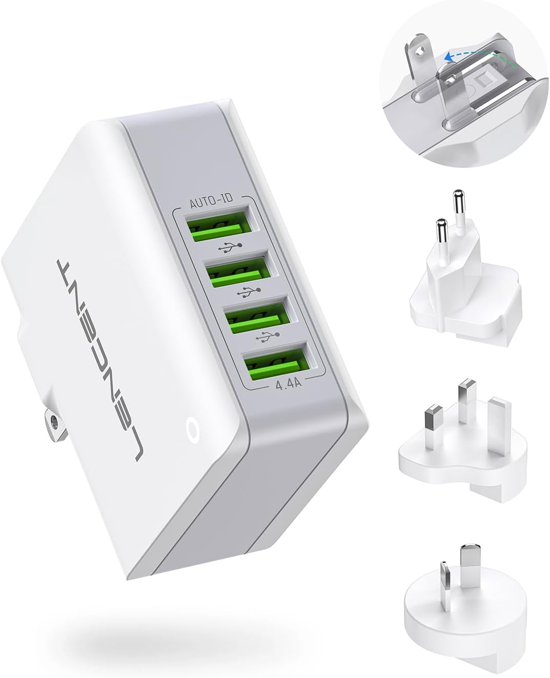 Detalle de LENCENT Cargador USB multipuerto 4,4A