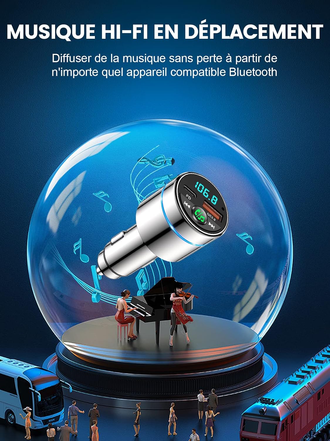 Thumbnail 2 de Mohard Bluetooth 5.3 FM-zender van metaal met PD 30 W en QC3.0
