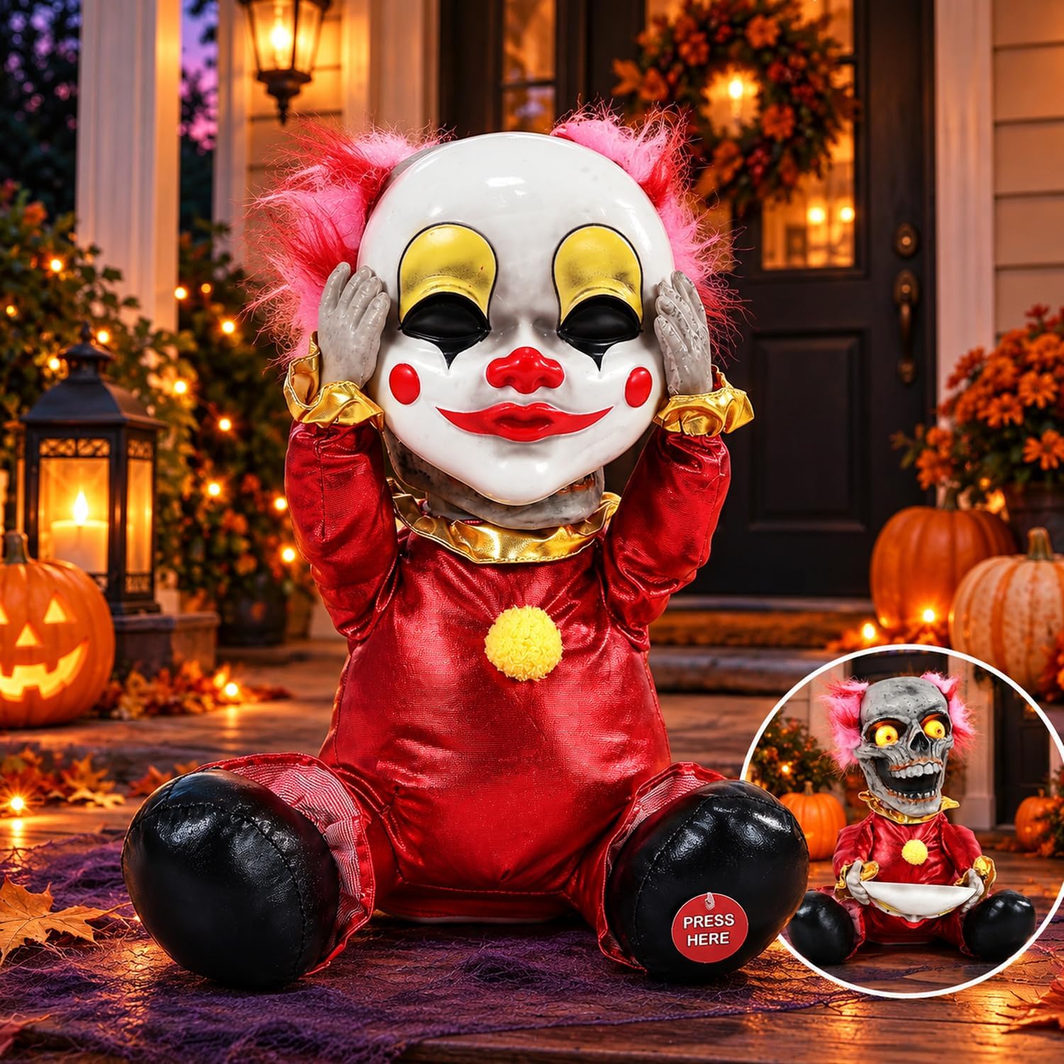 Detalle de Quntis Halloween 0003 Animatronic Clown with Sound and Touch Activation
