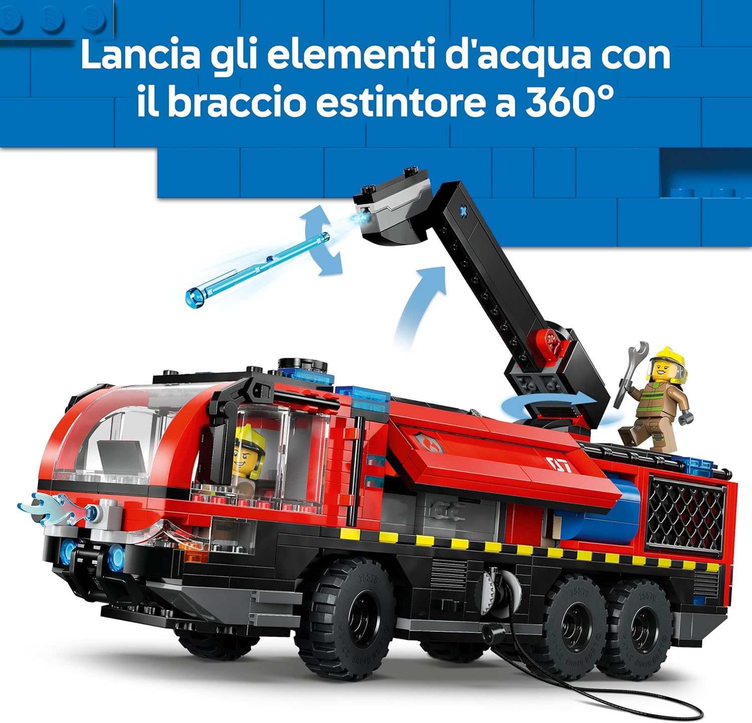 Thumbnail 4 de LEGO City Autopompa dell’Aeroporto 60499 — Camion dei Pompieri con Braccio Extintore e 4 Minifigure
