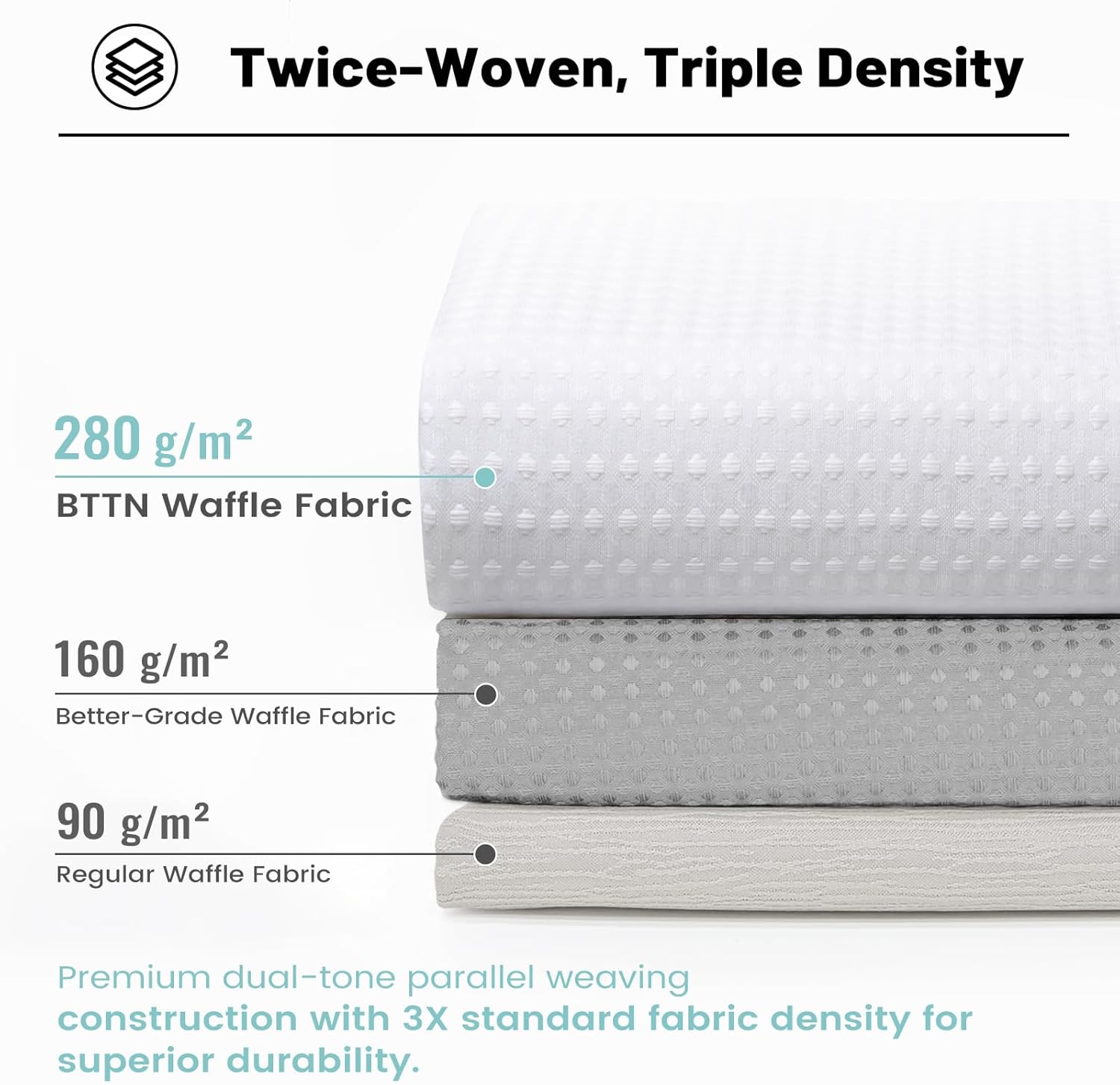 Thumbnail 4 de BTTN Extra Wide Waffle Shower Curtain 275 x 182cm with 18 Hooks – White