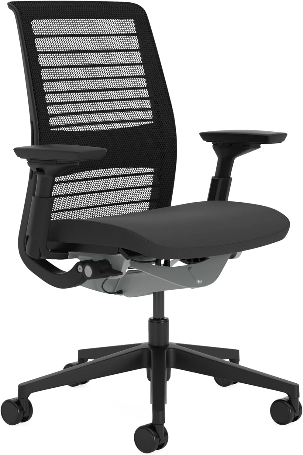Steelcase Think ergonomic office chair with LiveBack lumbar support, 4D armrests (sustainable design, black) – made in Europe