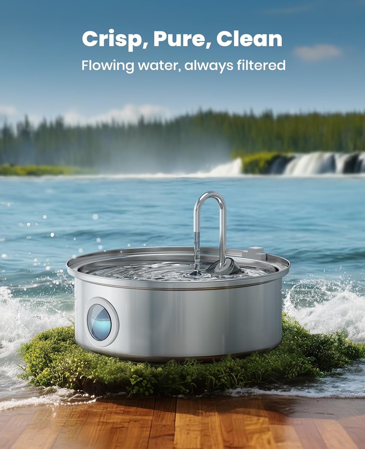 Thumbnail 6 de oneisall Dog Water Fountain 7L/230oz: Stainless Steel, Ultra-Quiet, 5-Stage Filtration