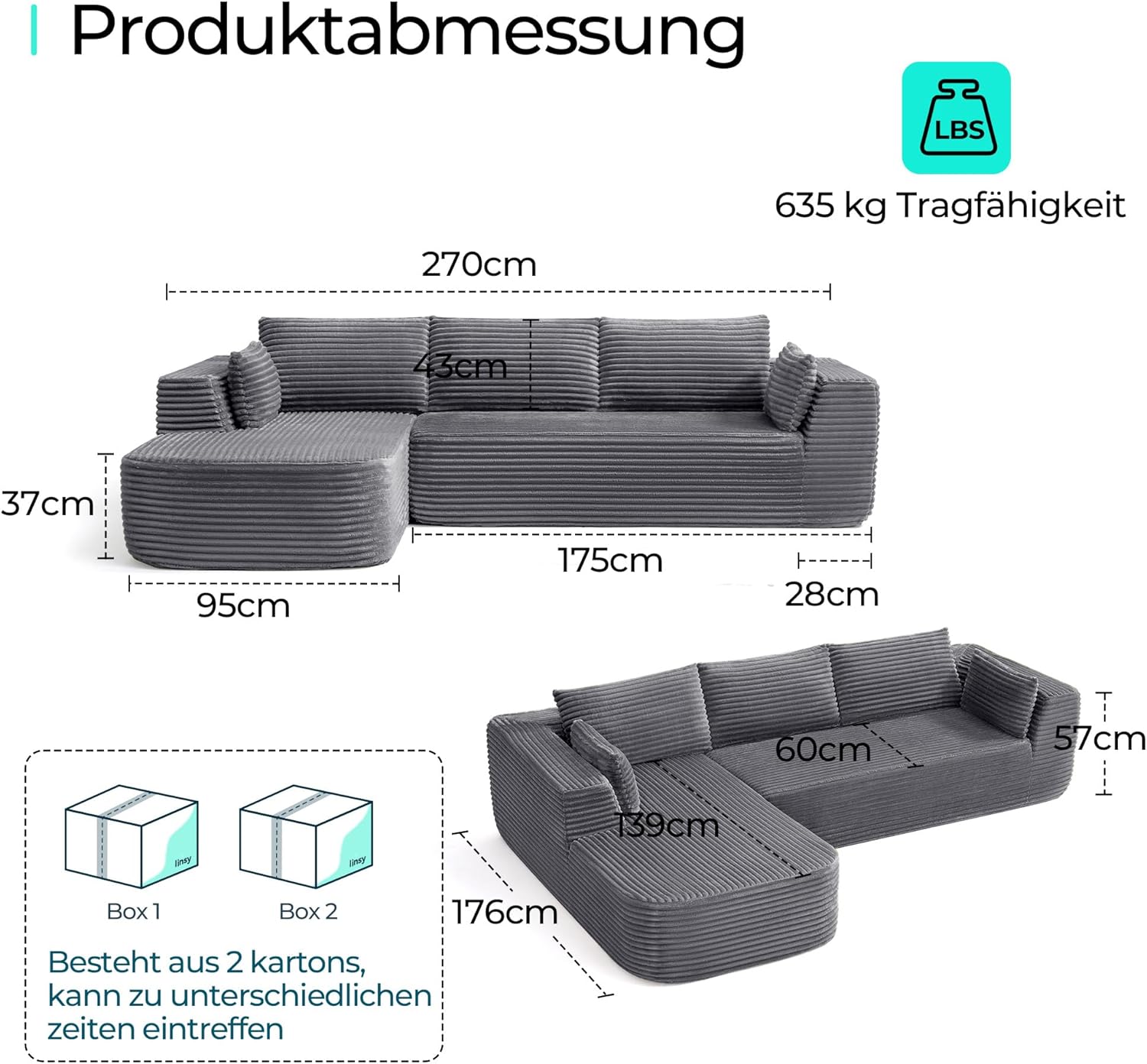 Detalle 2 de LINSY HOME Ecksofa 270 cm Schlafsofa