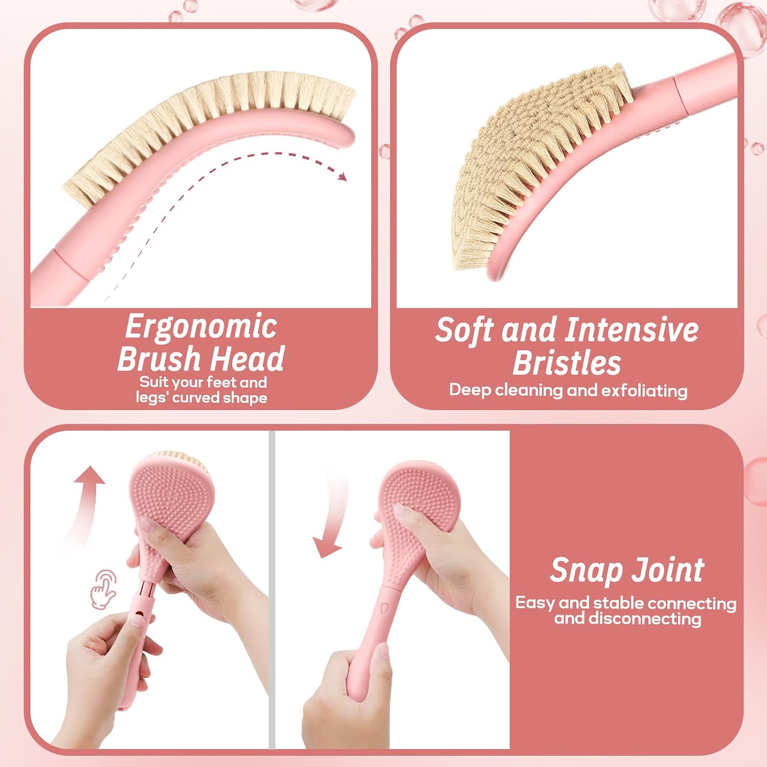 Detalle de GEENOA Foot Brush with Adjustable 3-in-1 Handle and Curved Head