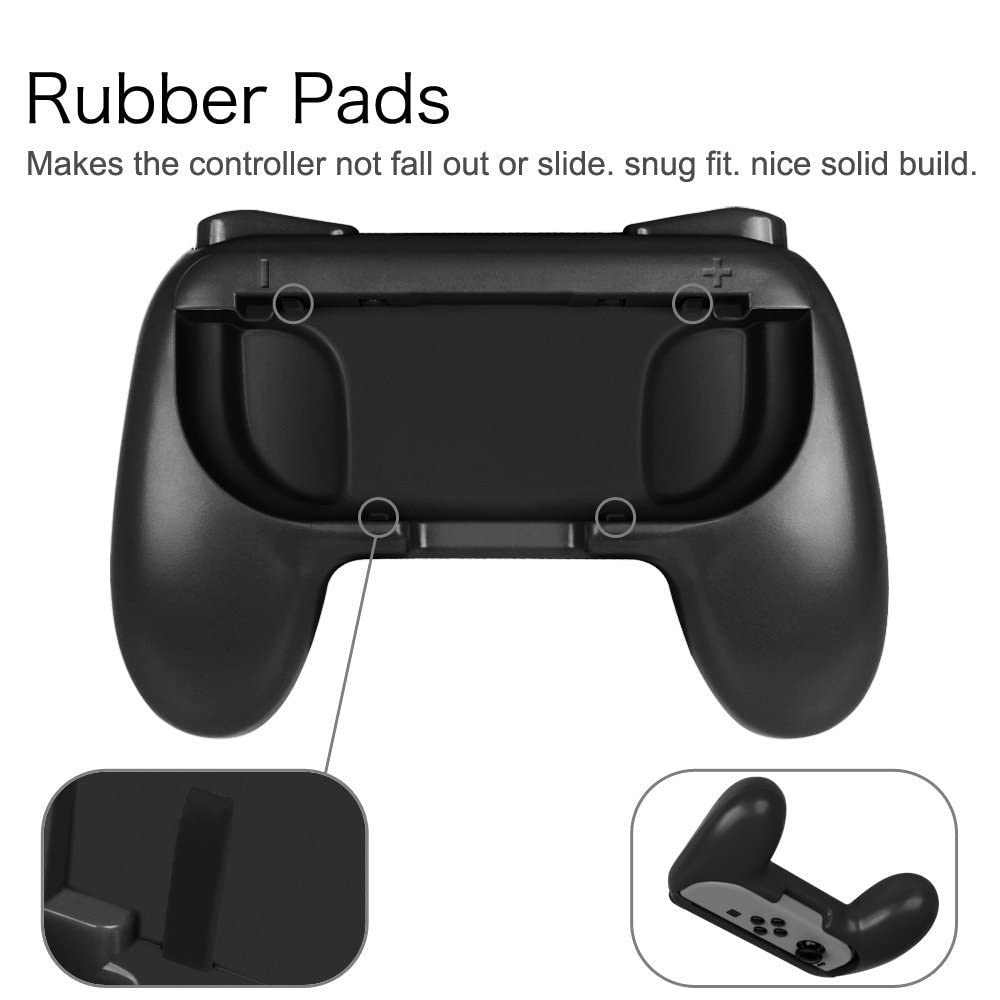 Detalle 2 de FINTIE Grip-Kit für Joy-Con (kompatibel mit Switch/Switch OLED) – 2 Stück, ergonomische Griffe in Schwarz