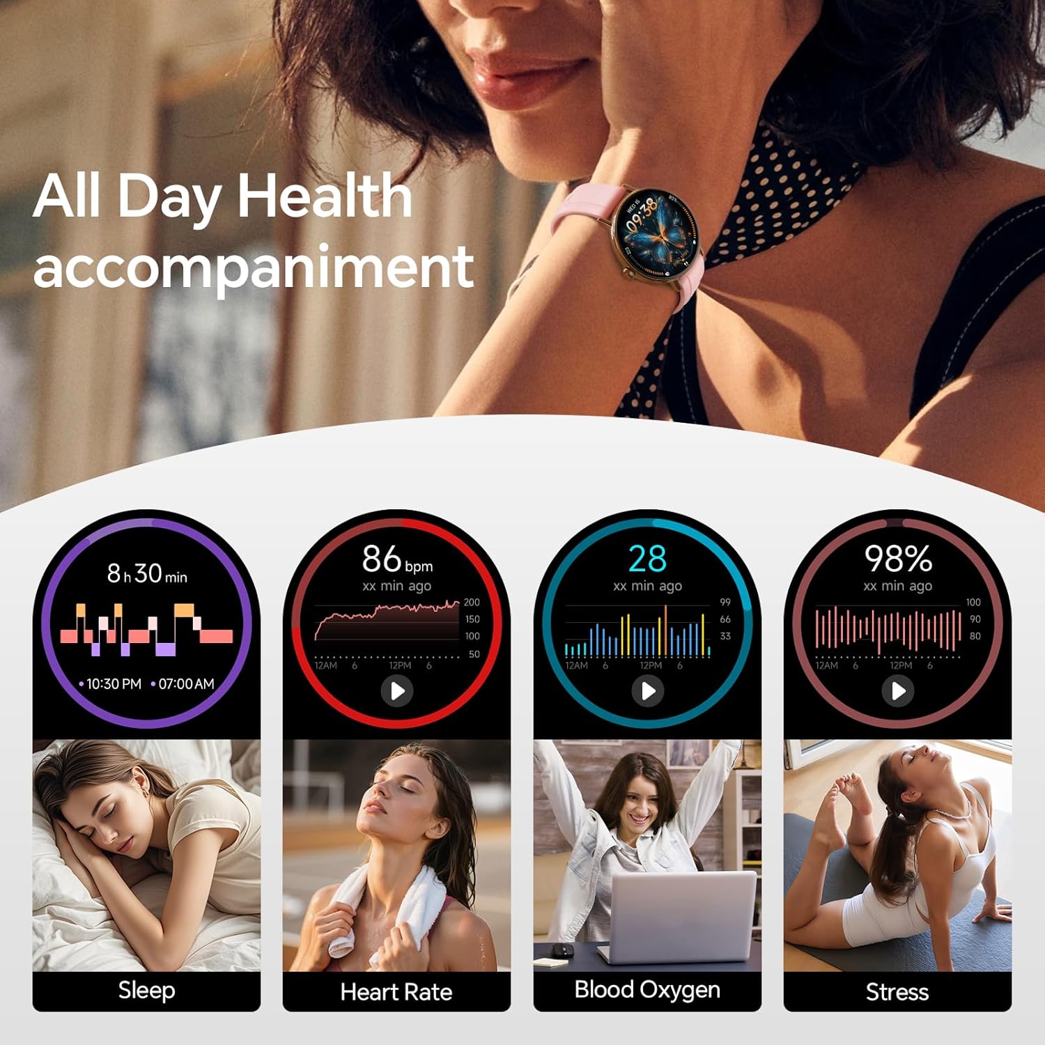 Thumbnail 1 de Round Smart Watch 43mm 1.27" HD, Heart Rate