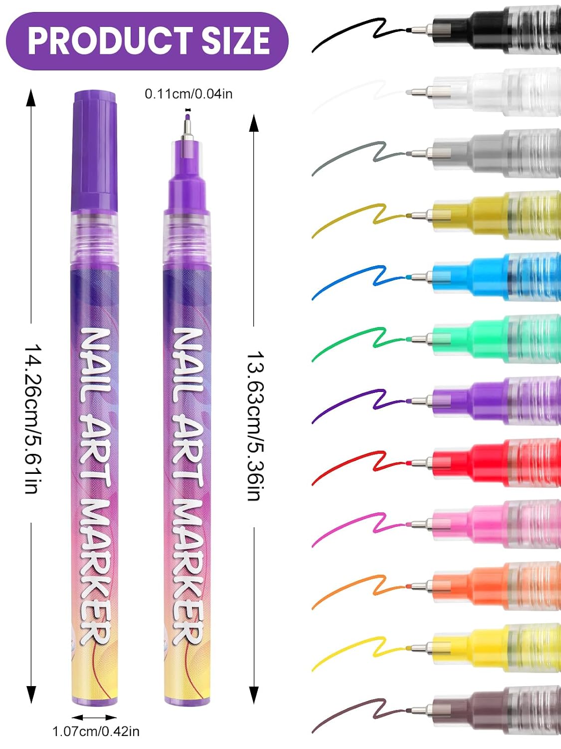 Detalle 2 de 12 Color Acrylic Nail Art Pen Set ๐