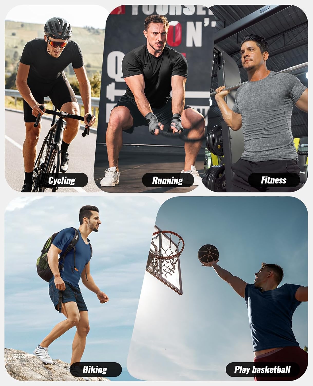 Thumbnail 4 de Niksa Men's Compression T-Shirts: 1 Pack or 2 Packs - Quick Dry Base Layer for Gym, Running, Cycling and Training