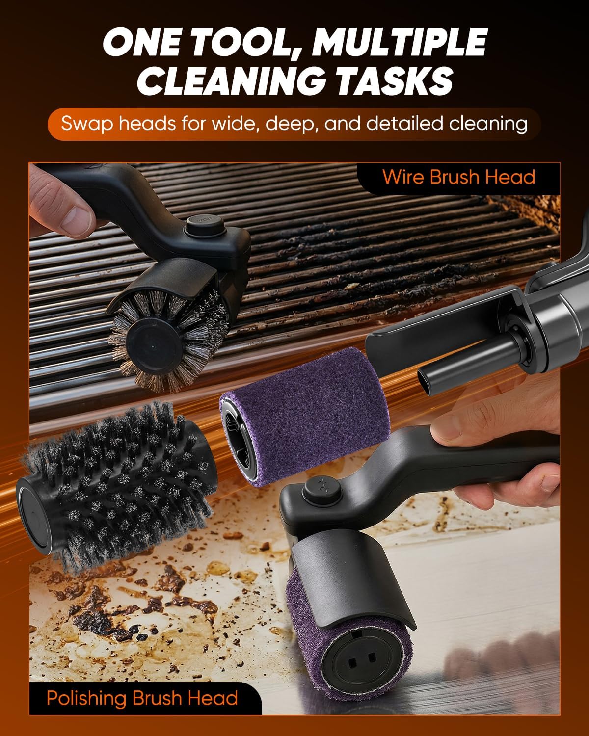 Detalle 2 de Saker Electric Grill Brush – Cordless 25W BBQ Cleaner with Adjustable Head
