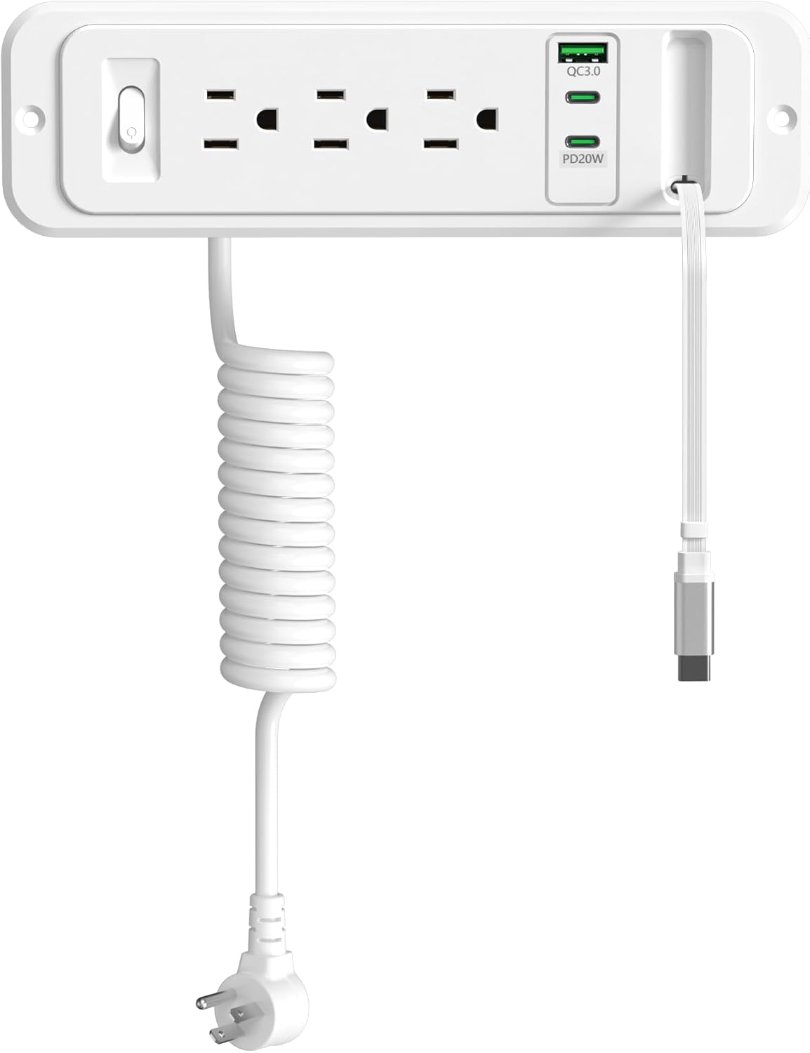 Detalle de HEZI Drawer Outlet with 20W PD USB-C Retractable Cable