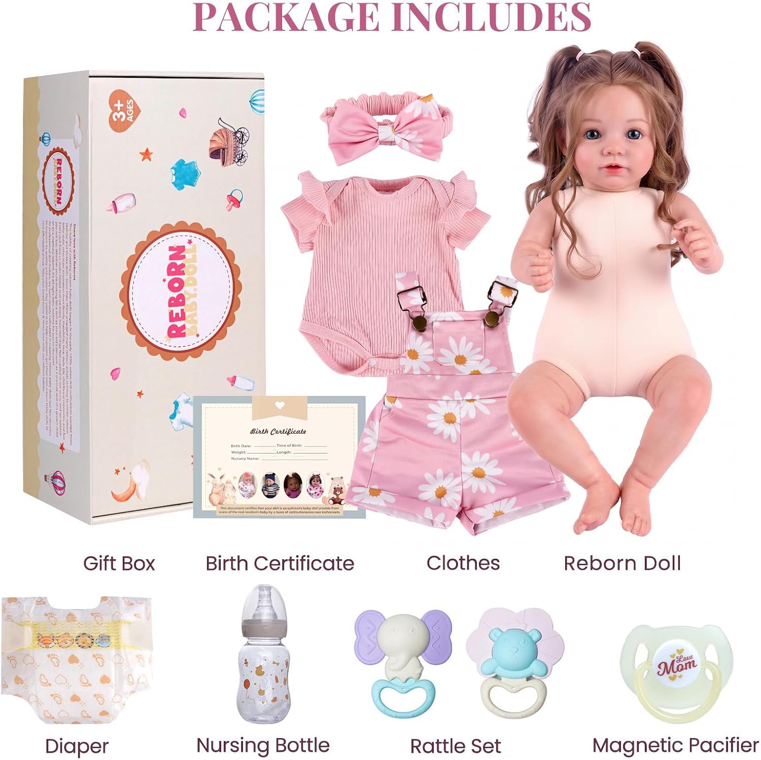 Detalle 2 de BABESIDE Reborn Baby Dolls, 20-Inch Soft Cloth Body with Rooted Hair and Open Eyes