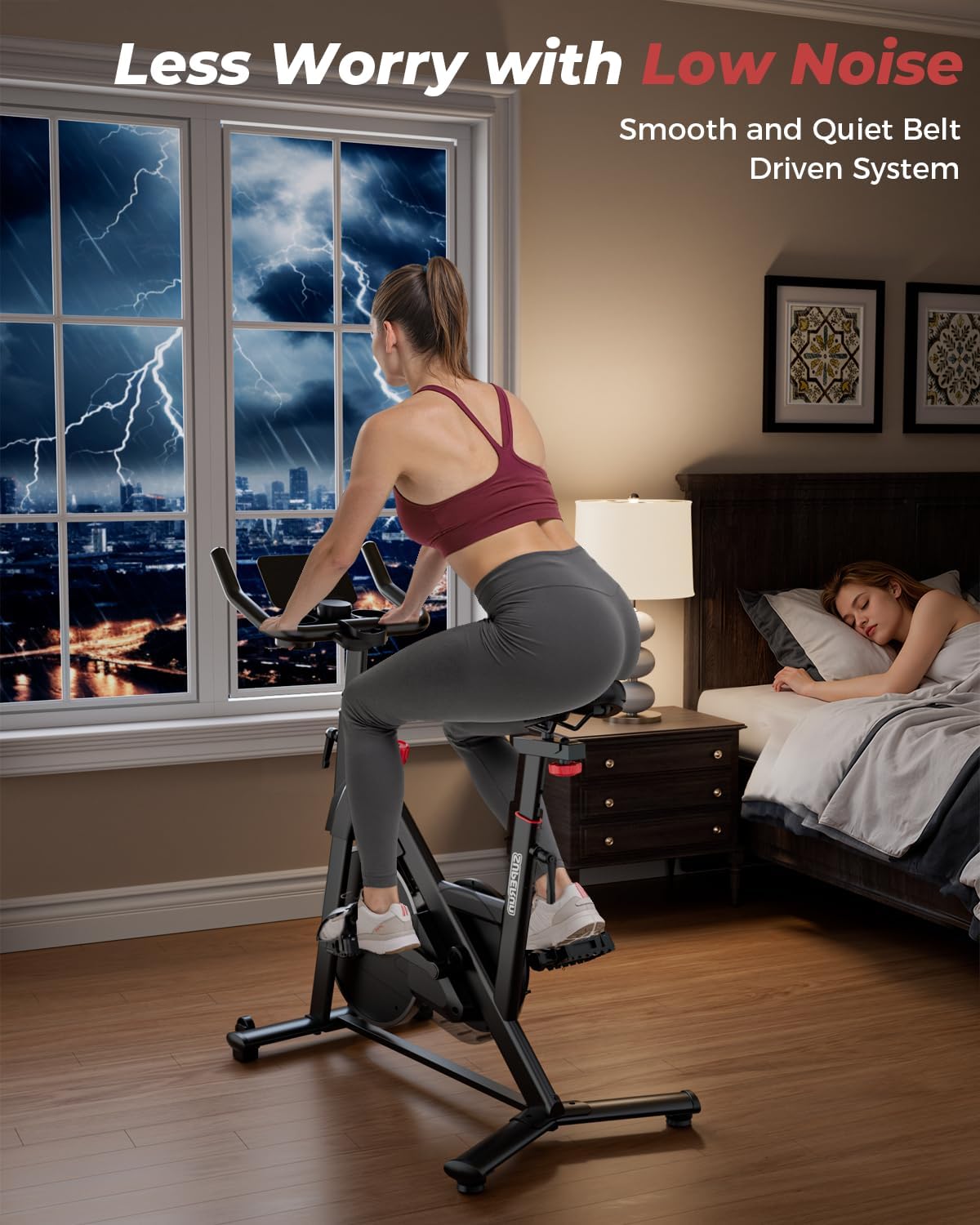Thumbnail 6 de Superun exercise bike for home use with adjustable magnetic resistance, LCD display & app
