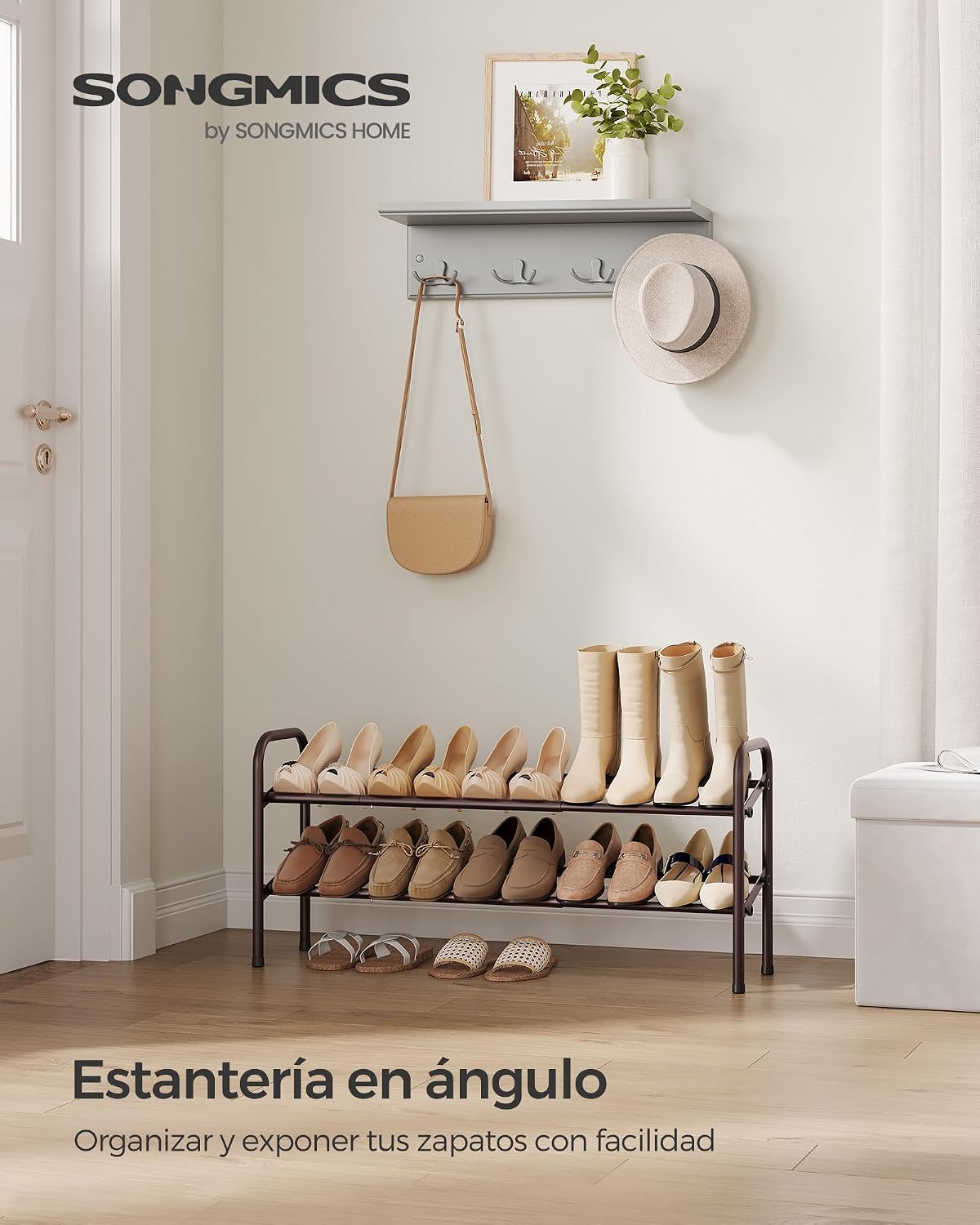 Thumbnail 1 de SONGMICS Zapatero Extensible Bronce 58 cm