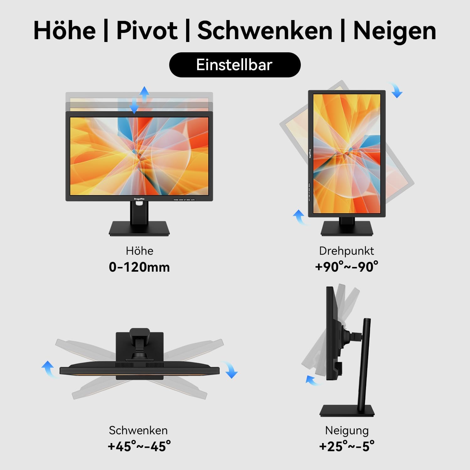 Detalle de 24 Zoll Touchscreen Monitor FHD mit VA-Panel, 75 Hz, 10-Punkt-Touch – HDMI, VGA, VESA