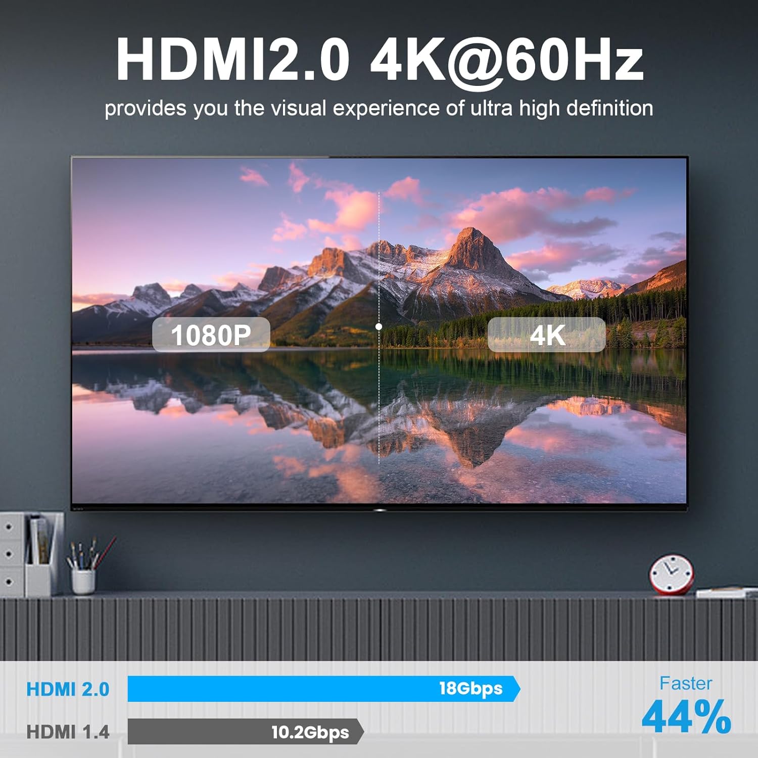 Thumbnail 1 de Maxhood Flat HDMI Female to Female Cable: 4K Panel Mount, 1.5ft