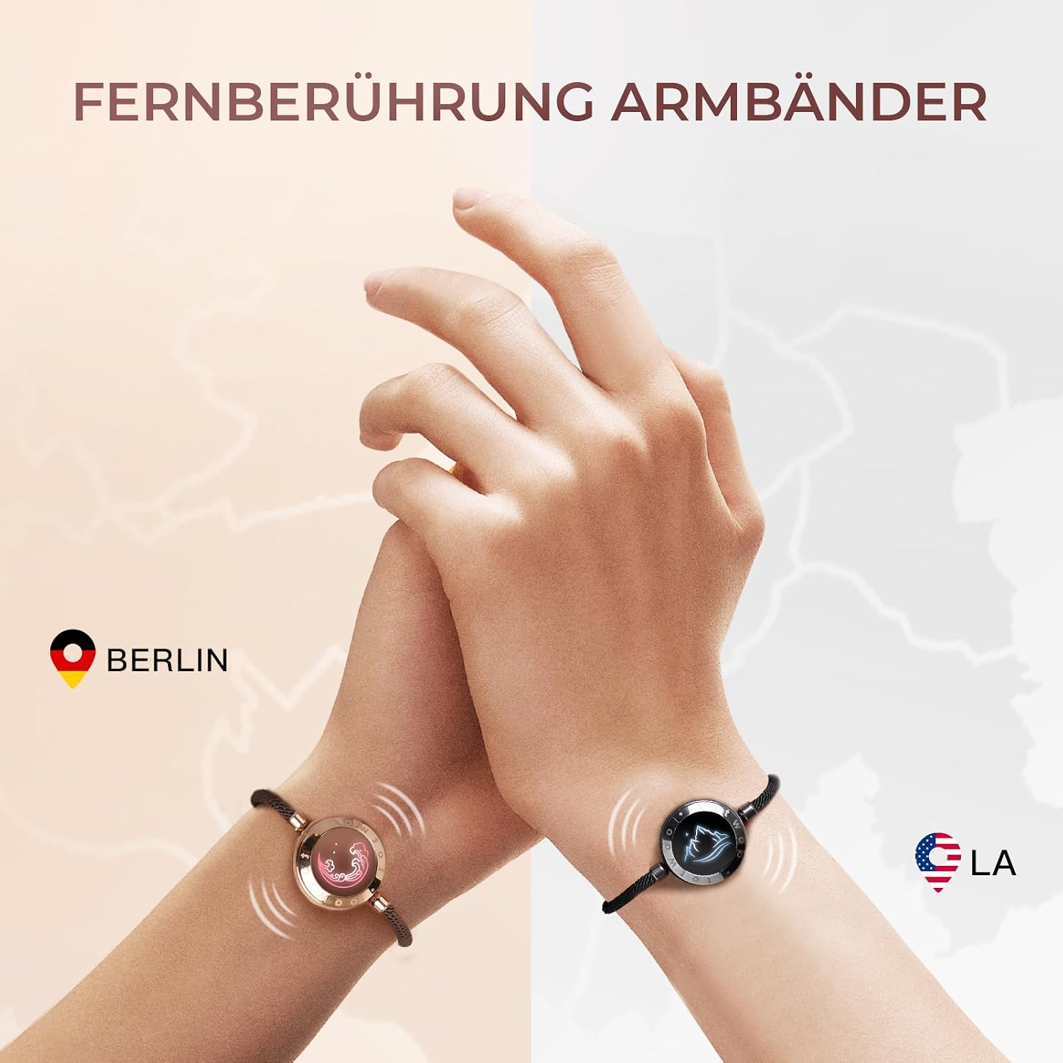 Thumbnail 1 de Bracelet connecté TOTWOO pour couples à distance (vibration, lumières, nœud tressé ajustable, acier inox)