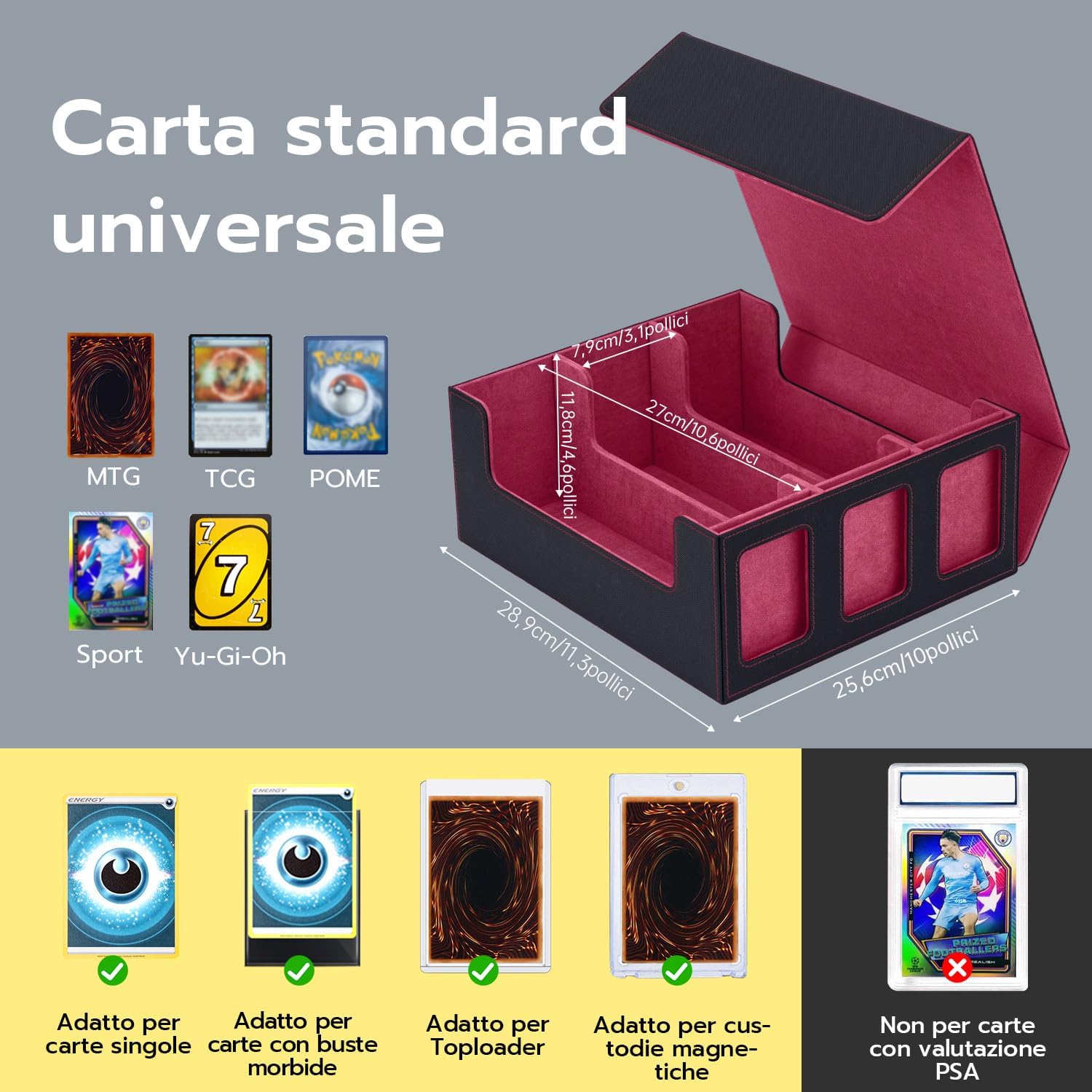 Thumbnail 1 de Tolesum Commander Deck Box per MTG con 3 pezzi Magnetic Card 35PT, scatola capiente con 10 divisori e 6 clip