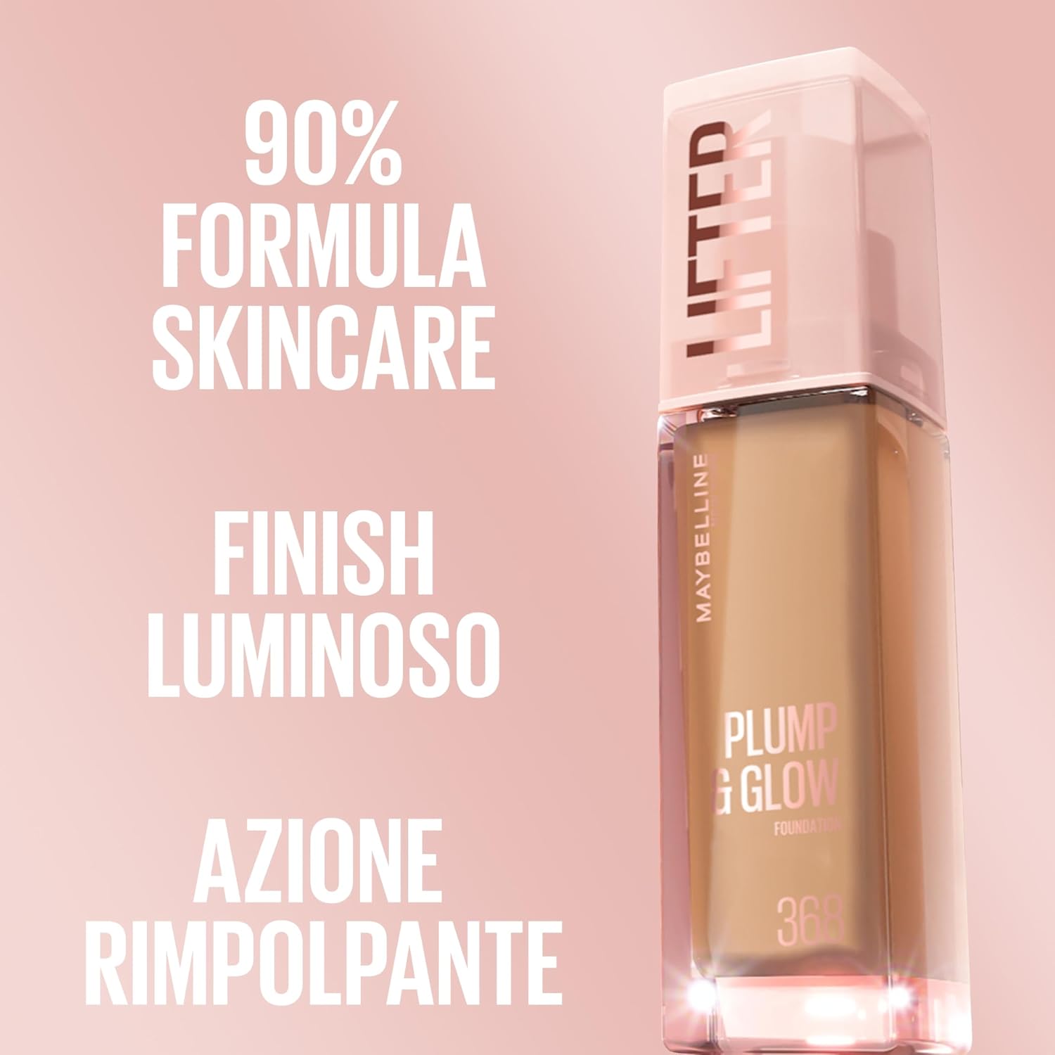 Detalle de Maybelline New York Lifter Plump and Glow Fondotinta illuminante tono 123, 30 ml
