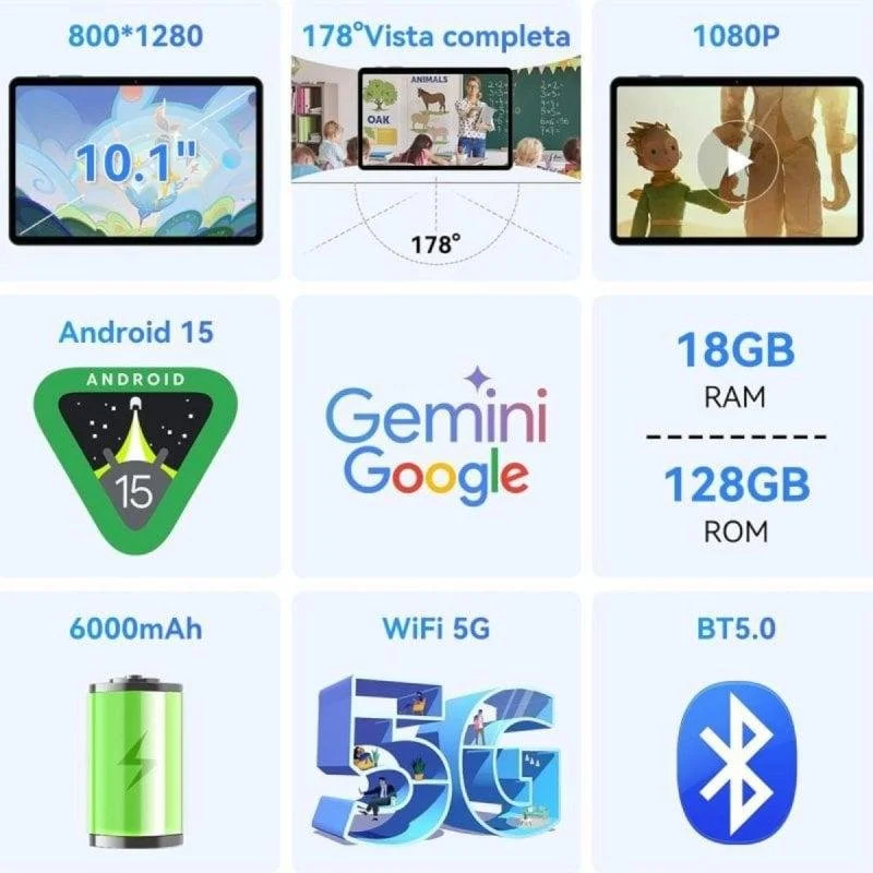 Detalle 2 de TABWEE T80 10.1" 128GB WiFi con Gemini AI 2.0