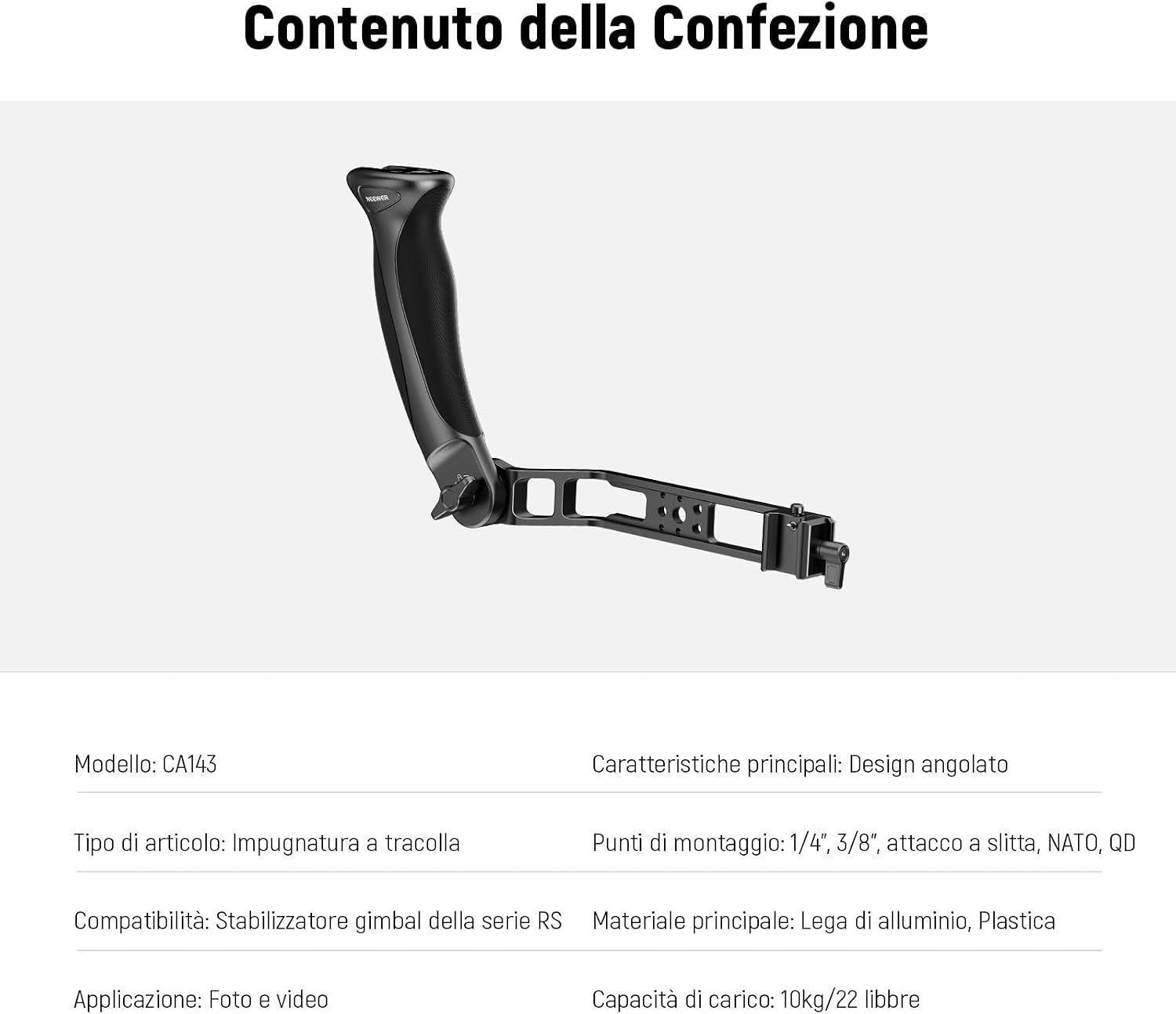 Thumbnail 6 de NEEWER Basic CA143, maniglia gimbal regolabile per riprese dal basso (compatibile con serie DJI Ronin RS)