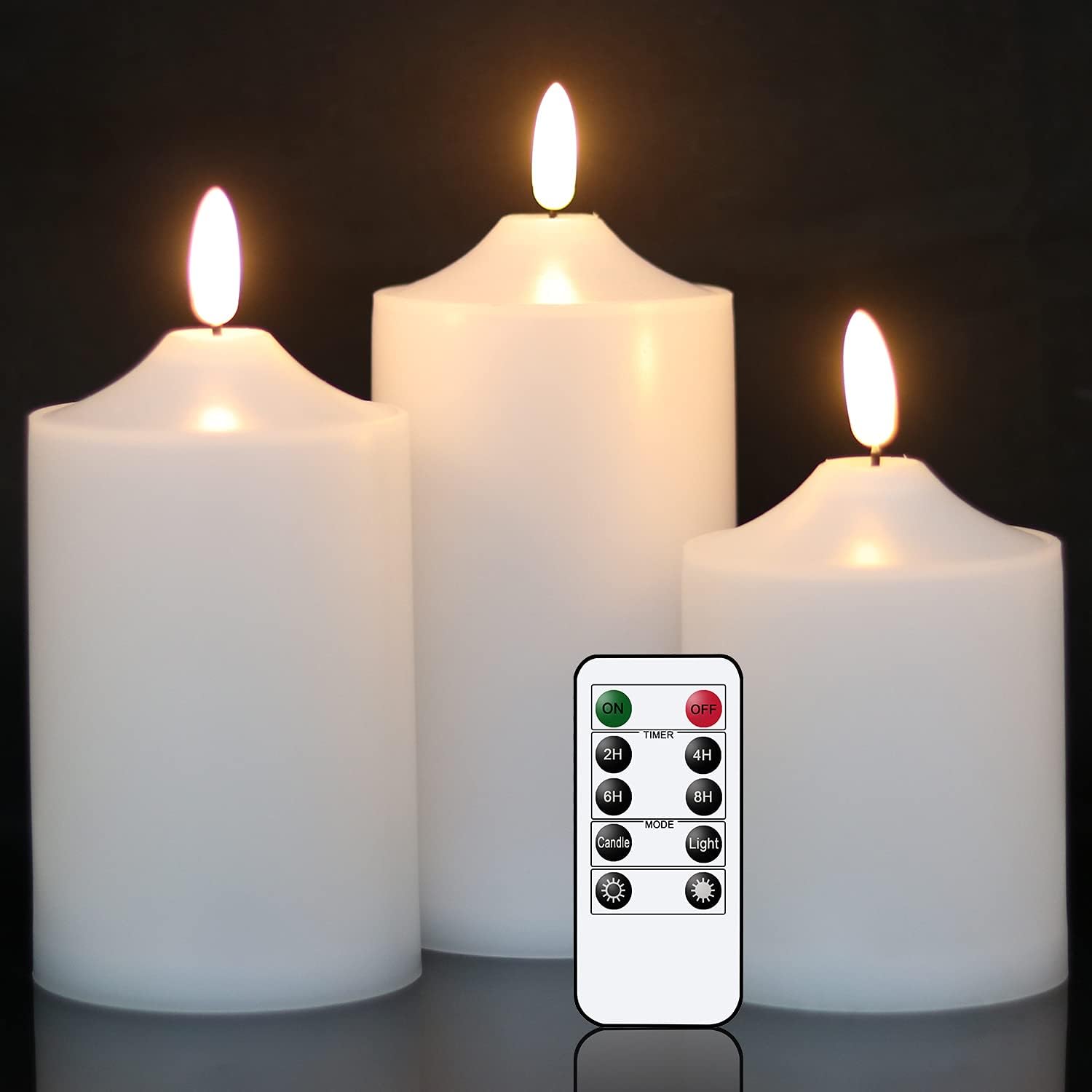 Detalle de Eldnacele Waterproof Outdoor LED Candles with Remote and Timer