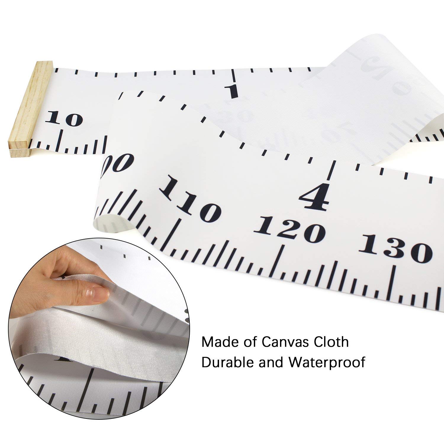 Detalle 2 de MIBOTE Growth Height Chart for Kids, 79" x 7.9" Canvas, Black & White