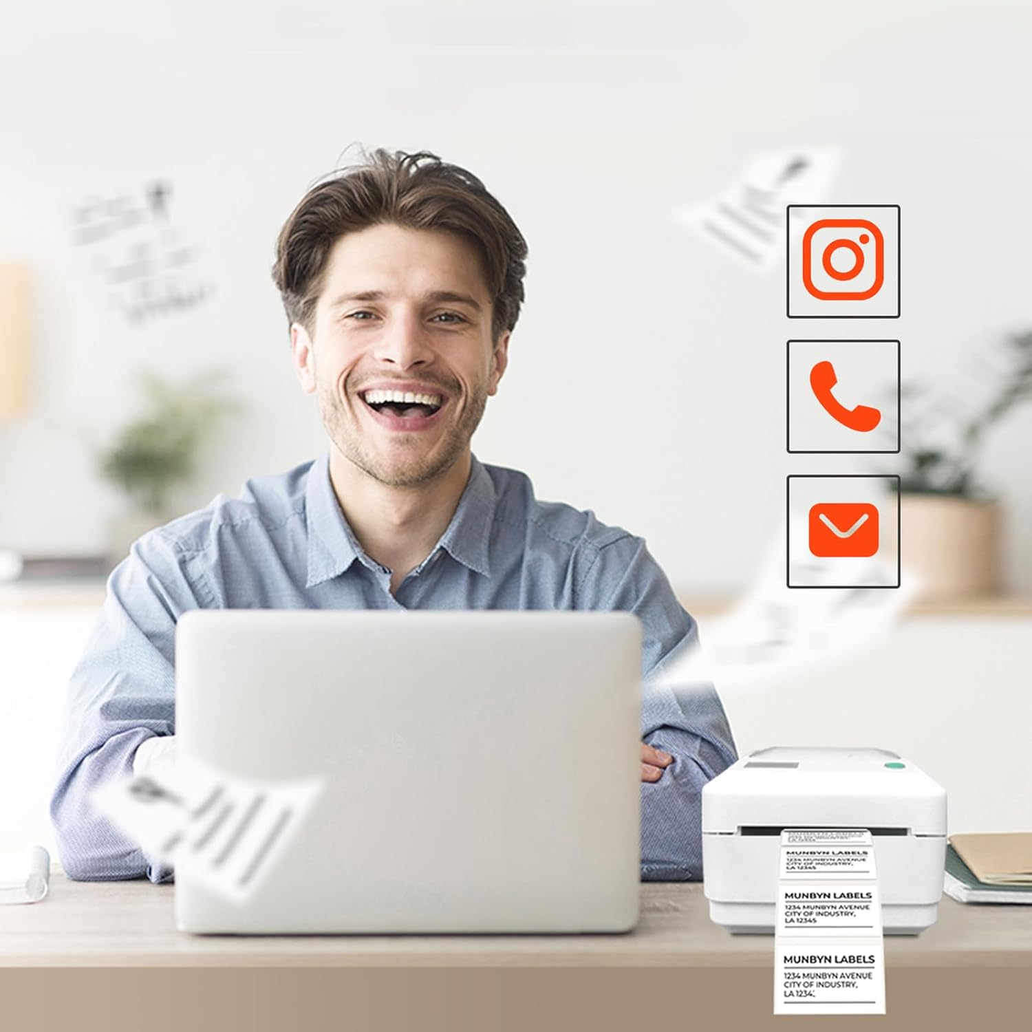 Thumbnail 3 de MUNBYN 57mm x 32mm thermal shipping labels 1000 📦