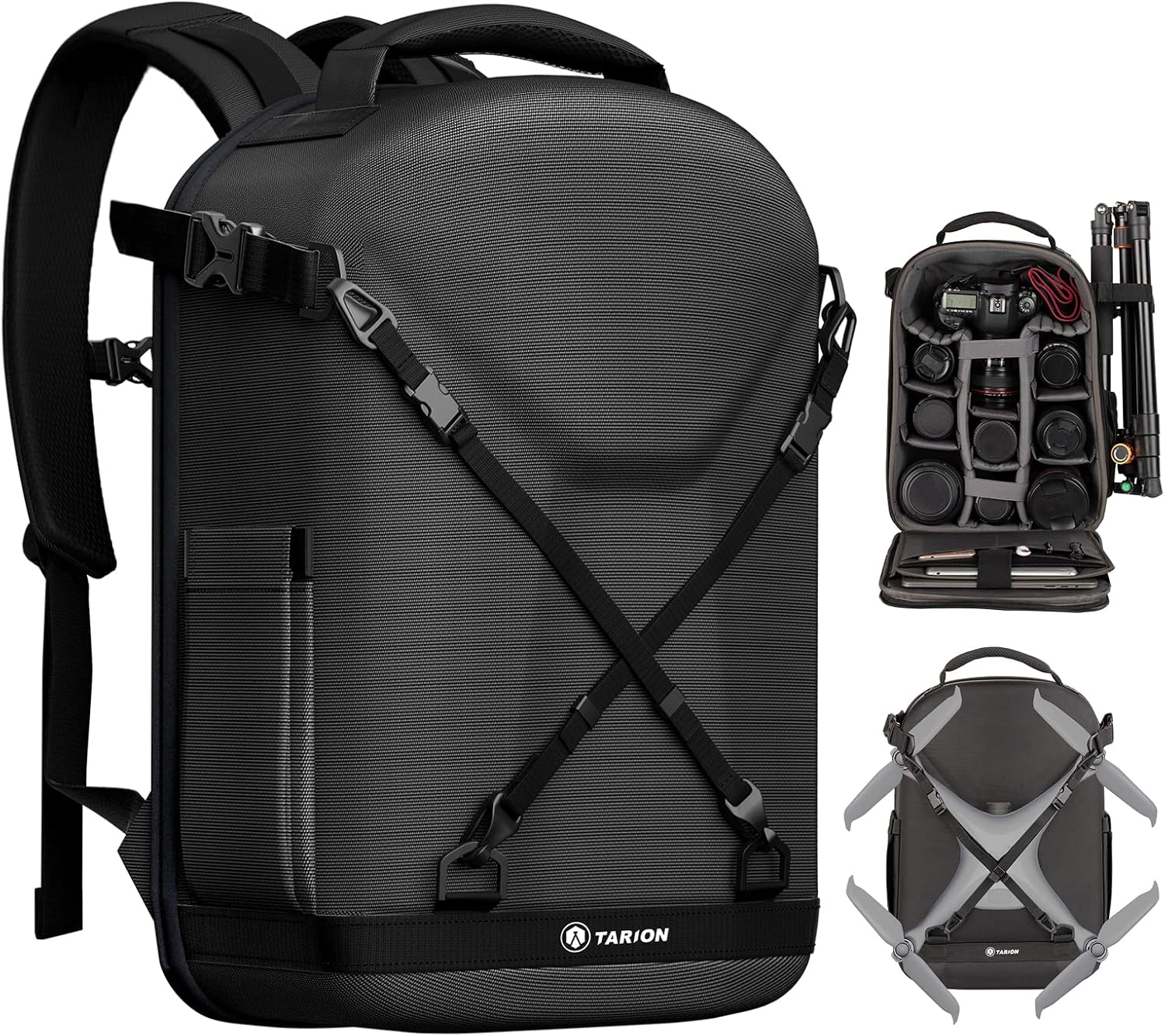 Detalle de TARION Zaino per fotocamera: custodia rigida, scomparto per laptop 15'' e protezione antipioggia