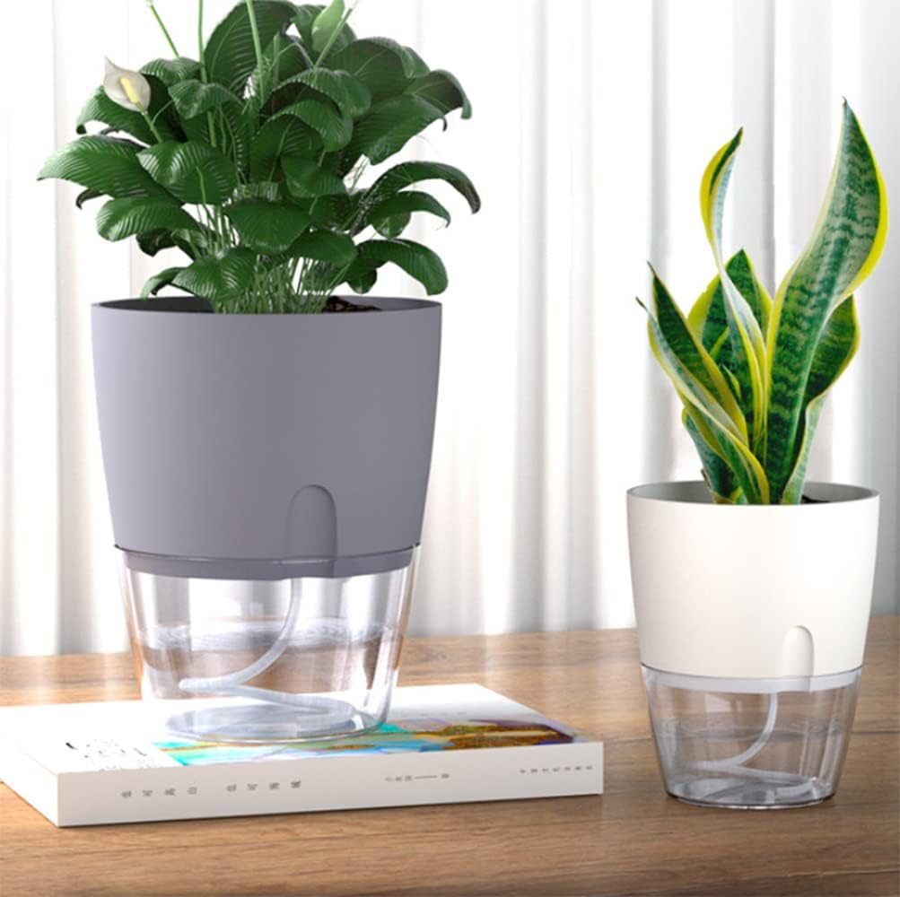 Thumbnail 6 de Smanettew Self-Watering Planters, 3-Pack 6-Inch White Pots with Reservoir