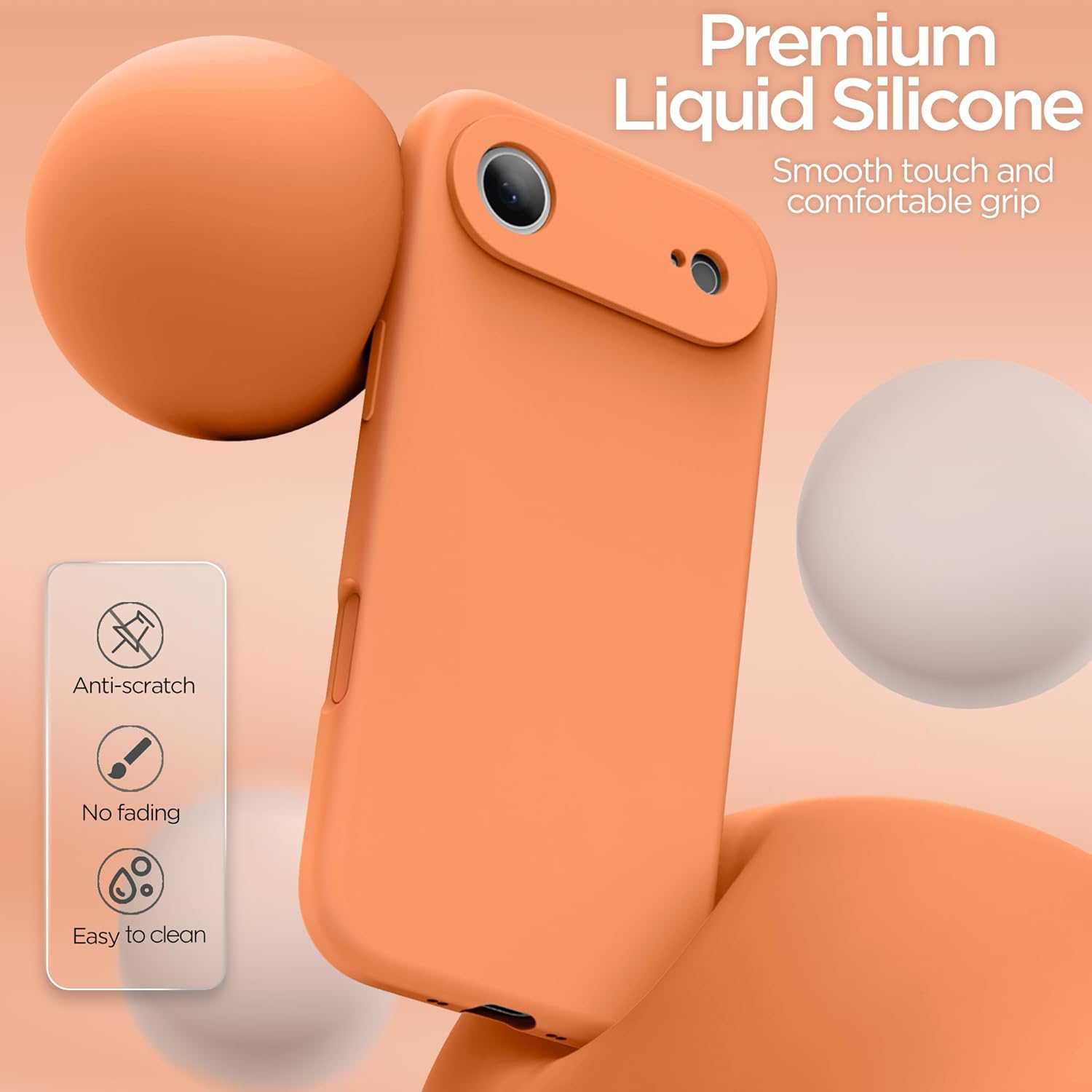 Thumbnail 3 de INGIDO for iPhone Air Case – Liquid Silicone Cover with Camera Protection (Orange)