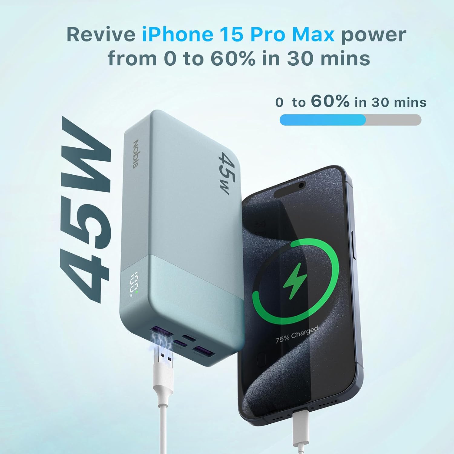 Detalle 2 de NOBIS Power Bank 20000mAh 45W portable charger