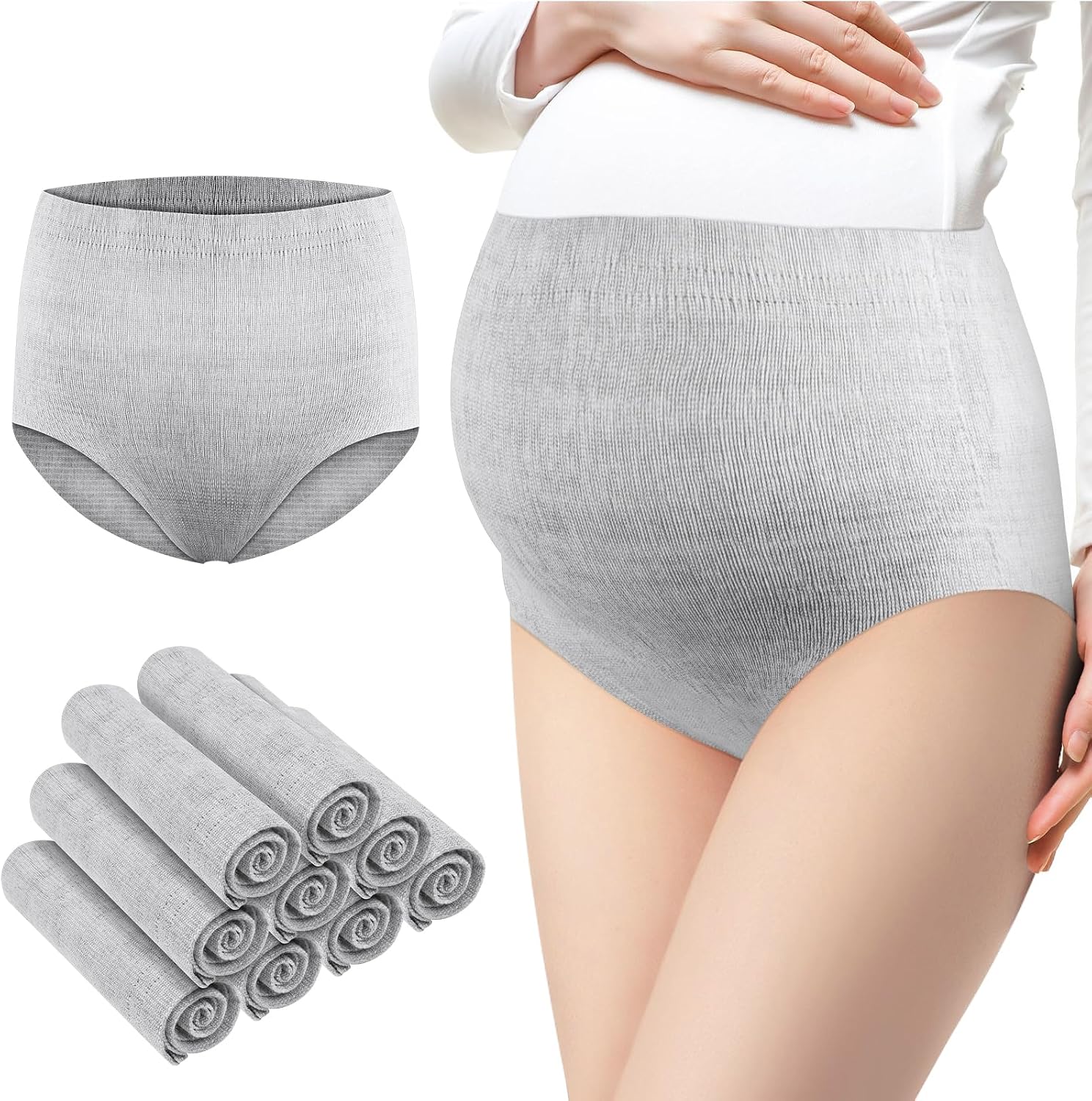Thumbnail 1 de Pack de 9 culottes post-accouchement ACWOO (taille haute, jetables) pour post-partum et césarienne