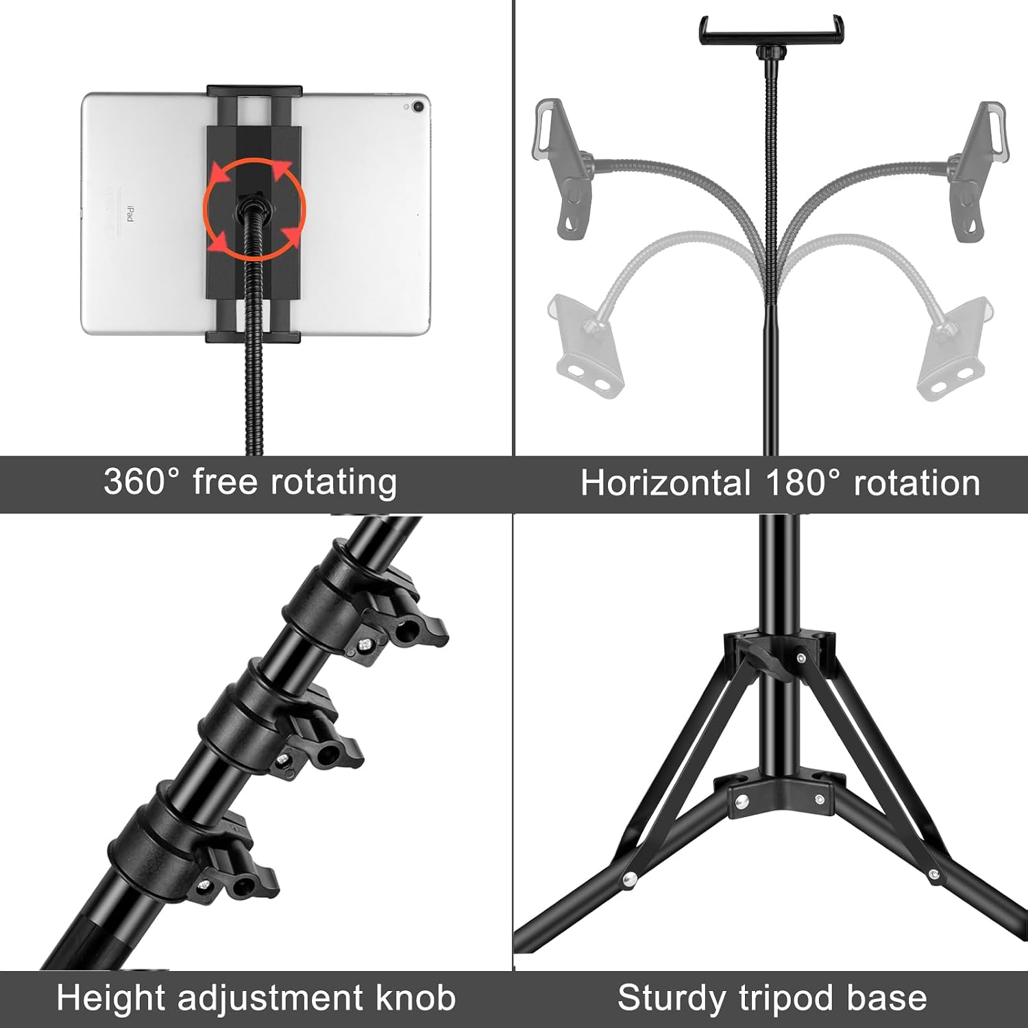 Thumbnail 4 de iPad Gooseneck 65-inch Floor Tripod Stand for tablets