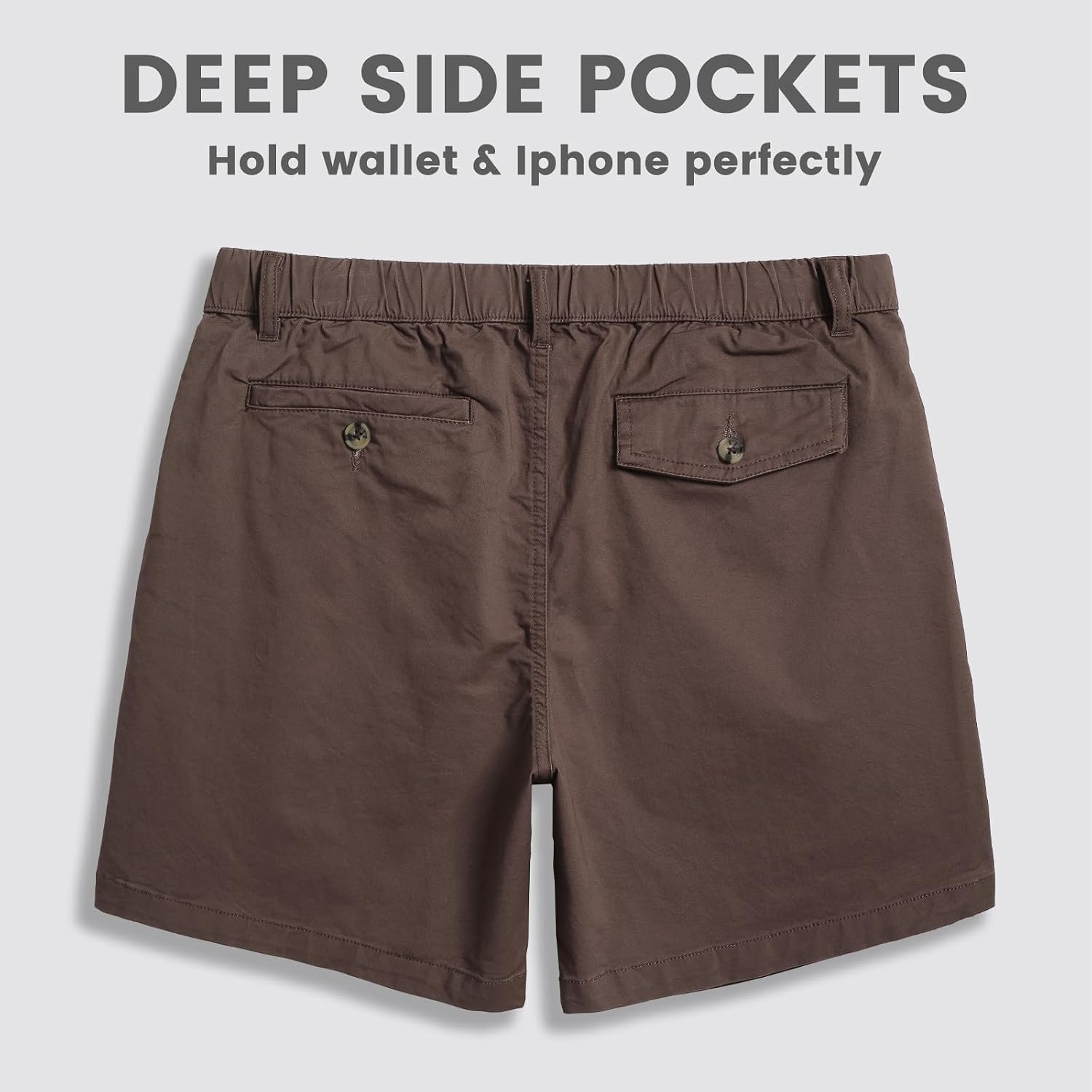 Detalle 2 de maamgic Men's Classic-fit 5.5" Cotton Casual Shorts with Elastic Waistband and Multi-Pocket design