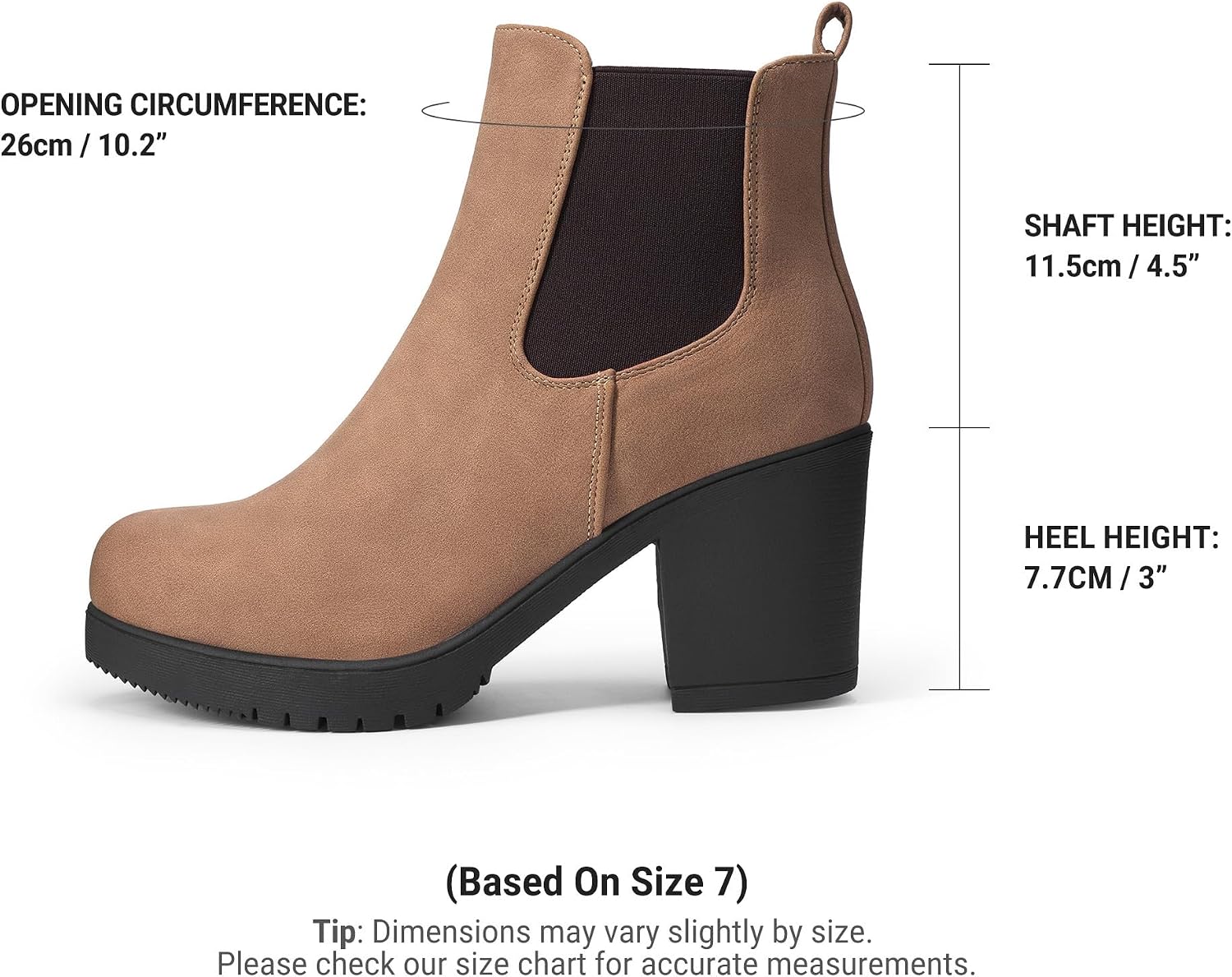 Detalle 2 de DREAM PAIRS Chelsea Ankle Boots with 3-Inch Block Heel