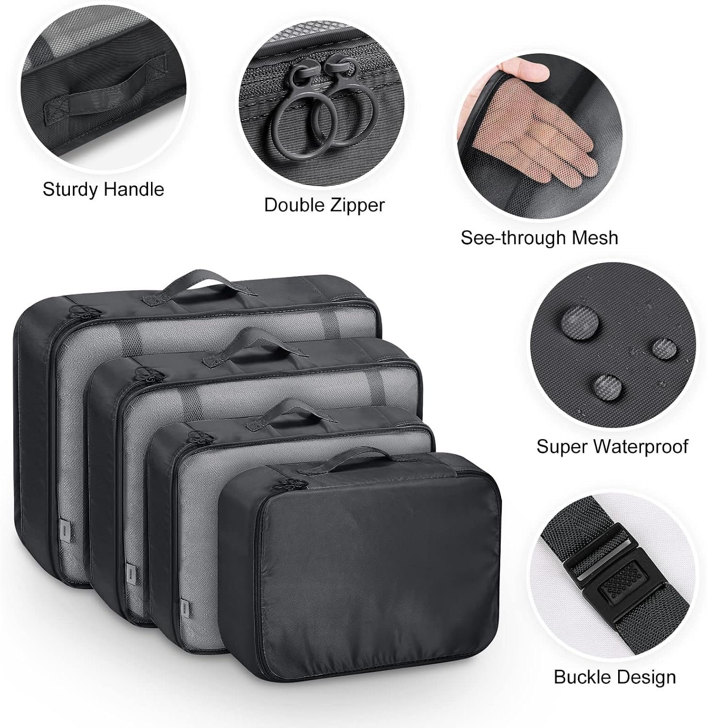 Thumbnail 2 de MURISE Packing Cubes Set (8-teilig, 6-teilig) – Koffer Organizer mit Kompressions- und Mesh-Zellen