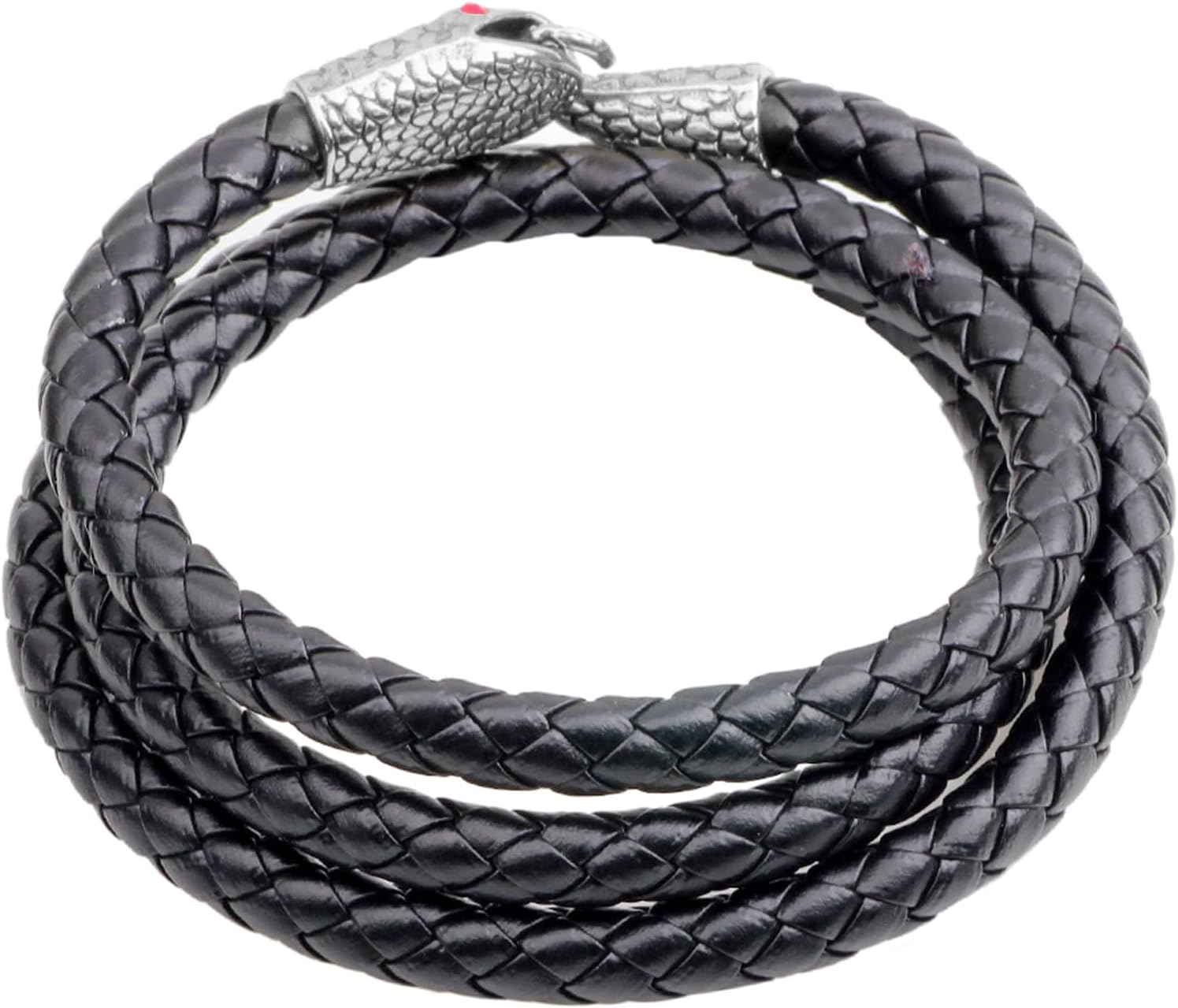 Thumbnail 6 de JewelryWe Herren Armband Gotik Edelstahl Schlange – Geflochtenes Lederarmband, Schwarz Braun Blau Silber