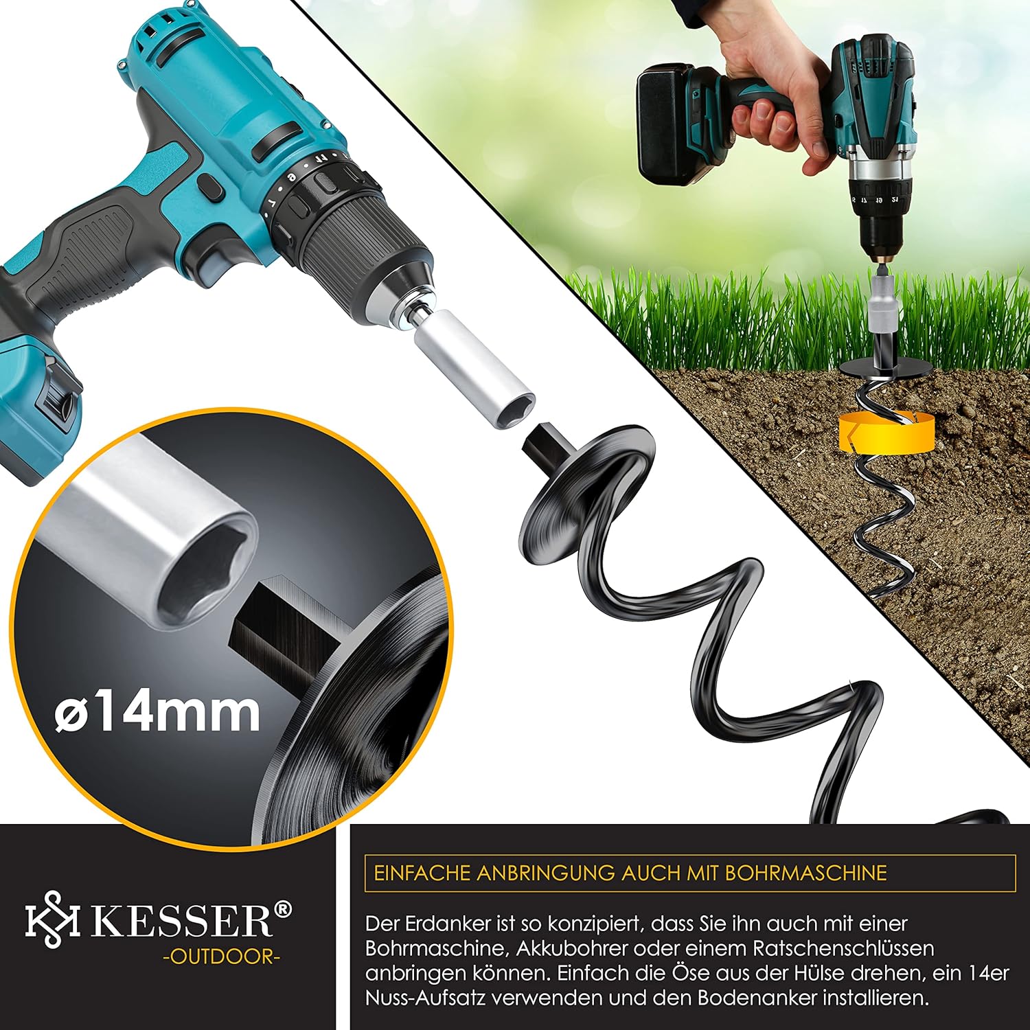 Thumbnail 6 de KESSER® Anclajes de suelo inox 4 piezas para jardín 🛠