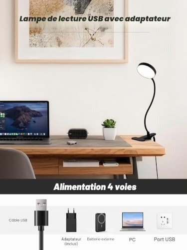 Thumbnail 7 de Lampe de Bureau à Pince ReinHoo 72 LED RGB – 10 teintes + 10 niveaux, USB