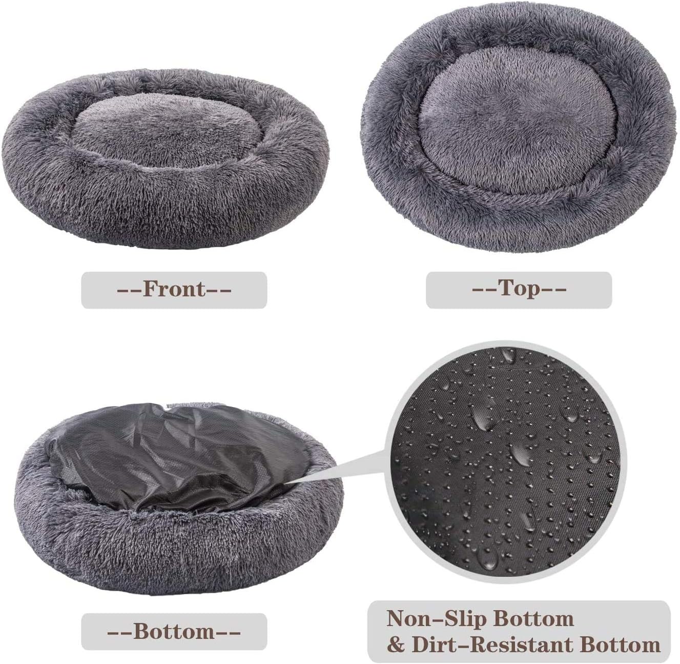 Thumbnail 2 de Mirkoo Cuddler Dog Bed: Soft Faux Fur Donut Bed with Non-Slip Base