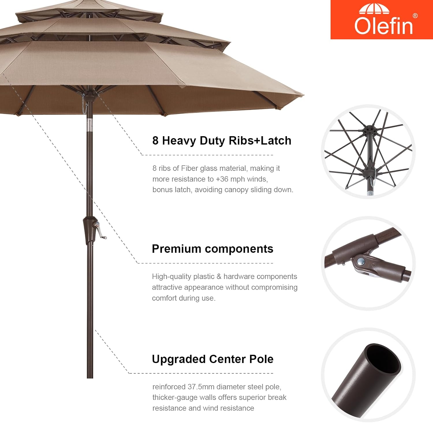 Detalle de MASTERCANOPY Patio Umbrella, 9 ft