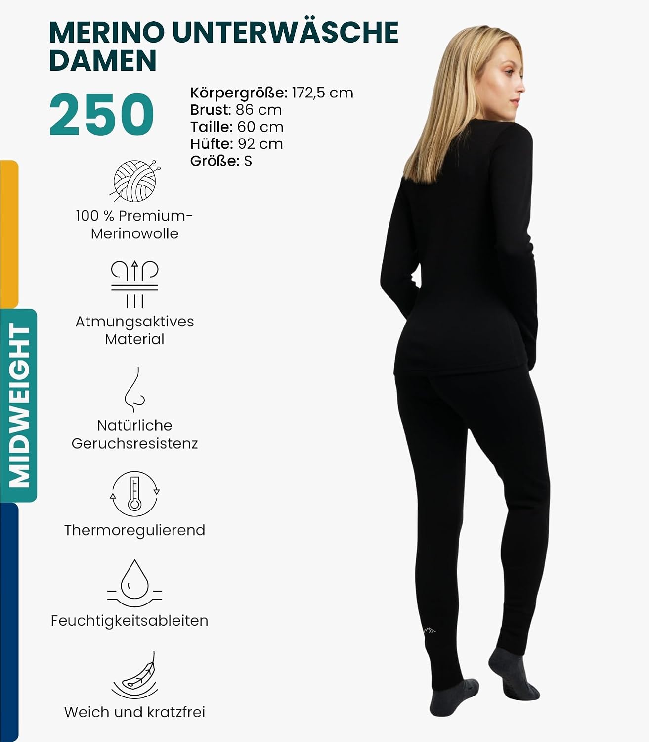 Detalle 2 de Merino.tech Unterwäsche Damen Set 250 g/m²