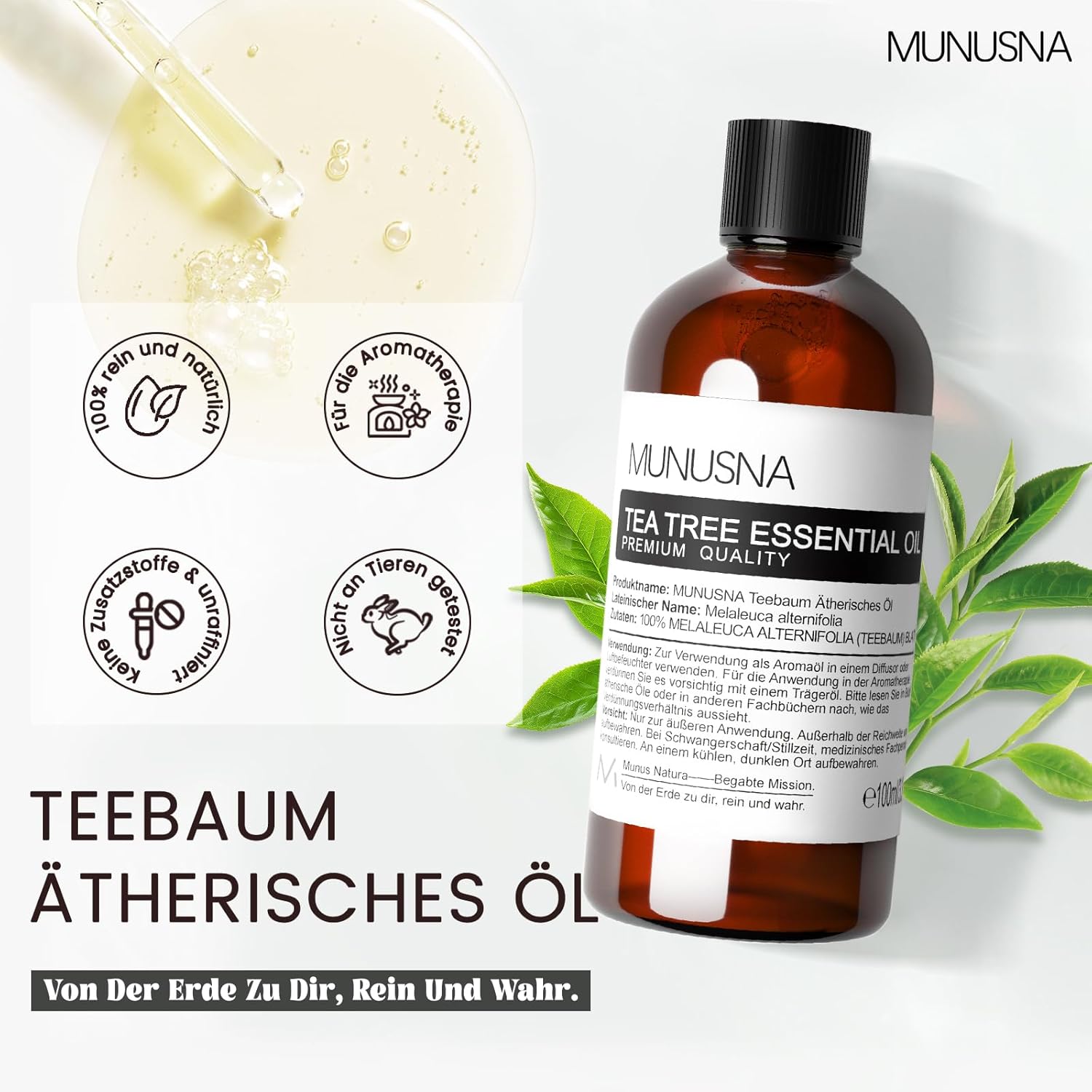 Thumbnail 1 de MUNUSNA Teebaumöl 100ML – reines ätherisches Öl für Haut, Haare und Alltag