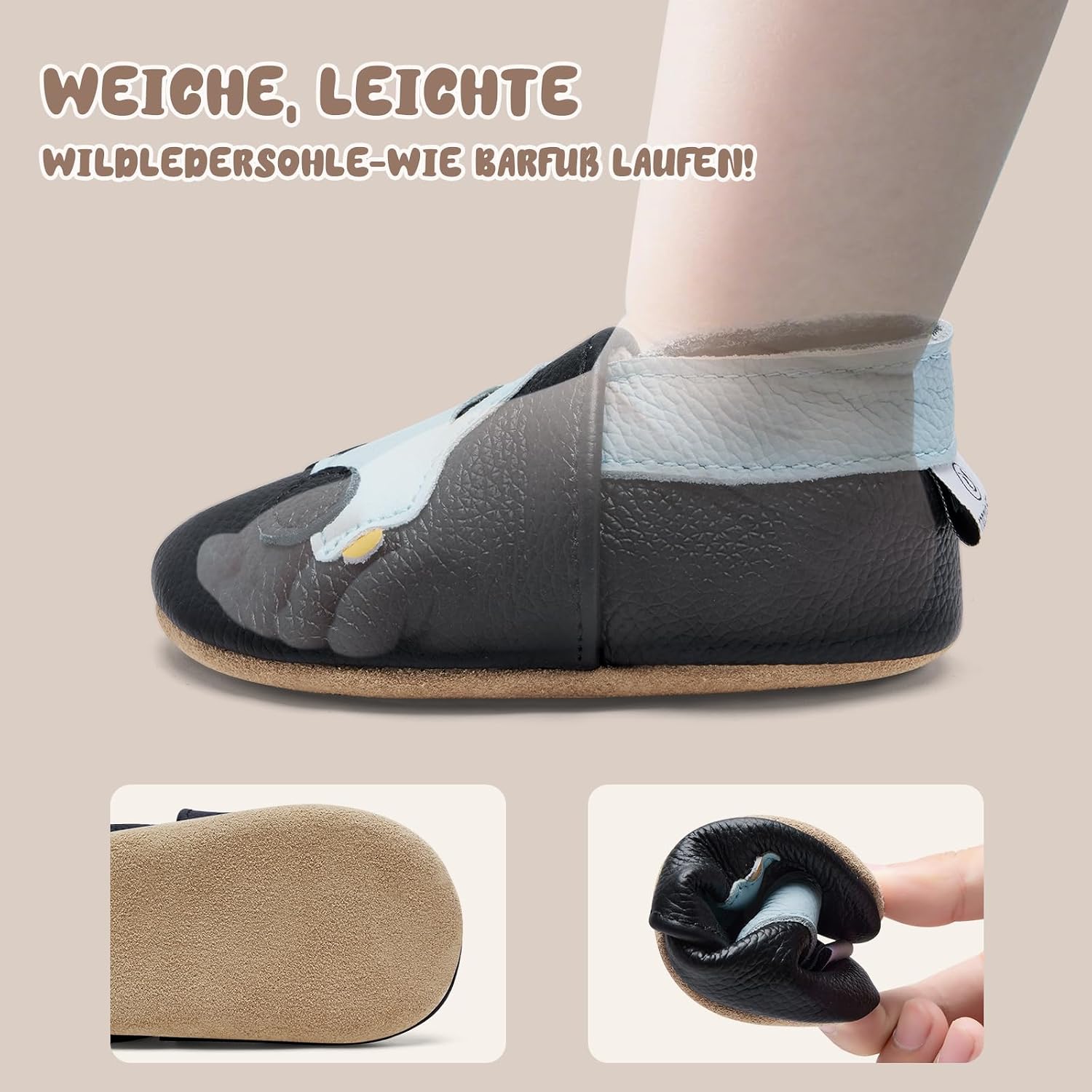 Detalle 2 de Krabbelschuhe aus Leder mit Rutschsohle
